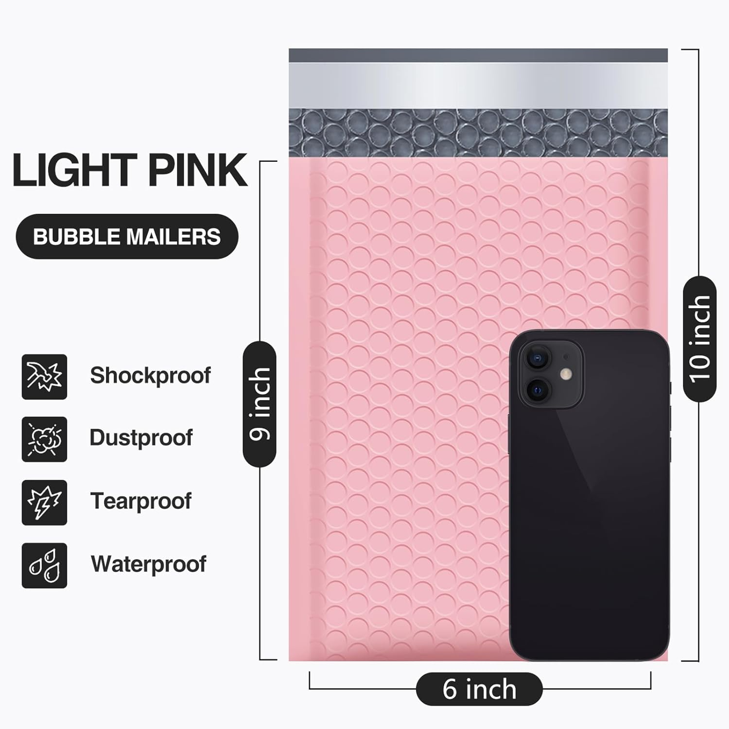 UCGOU 6X10" Light Pink Bubble Mailers Padded Envelopes Shipping Bags 25Pcs image number 1