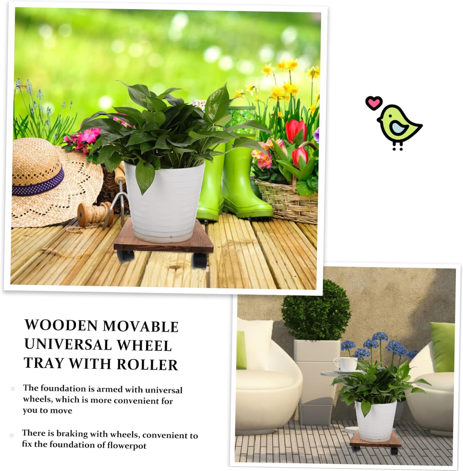 Movable Flowerpot Tray Wheel Casters Hollow Out Design for Indoor Plant Pot Stand Material image number 6