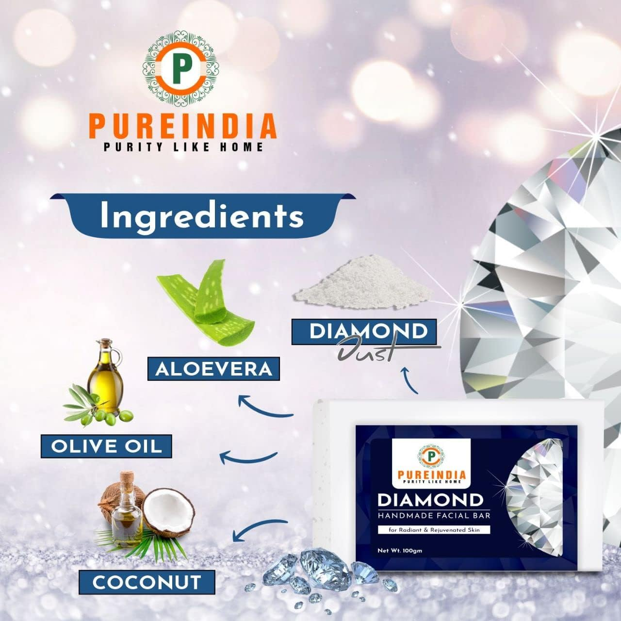 Pureindia Handmade (Diamond Facial Bar) image number 2