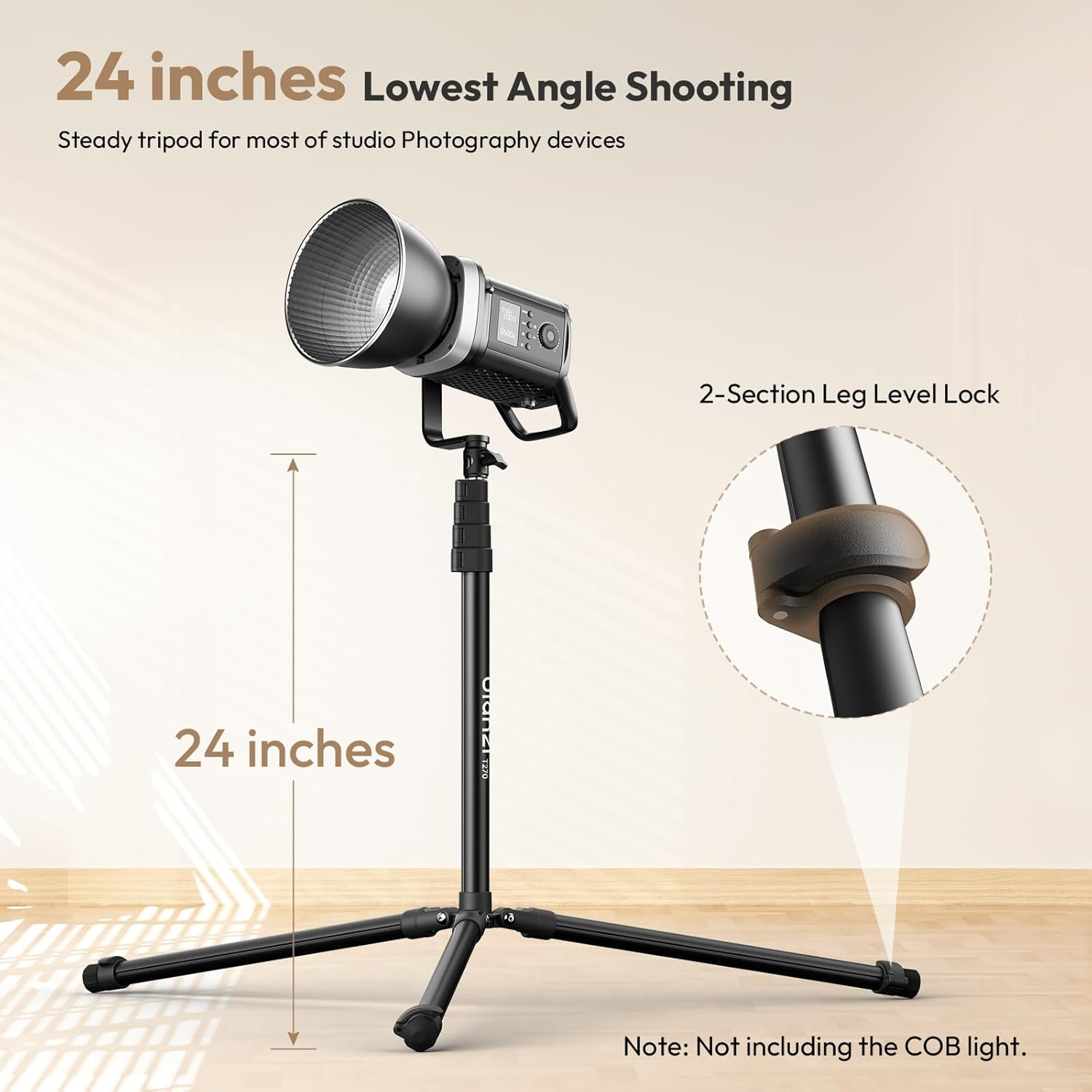 ULANZI T270 Photography Light Stand - 8.8Ft/270Cm Adjustable Tripod Stand, Aluminum Studio Lighting Stand for Softbox, LED Video Light, Reflector, Strobe, Photo Video Photography image number 4
