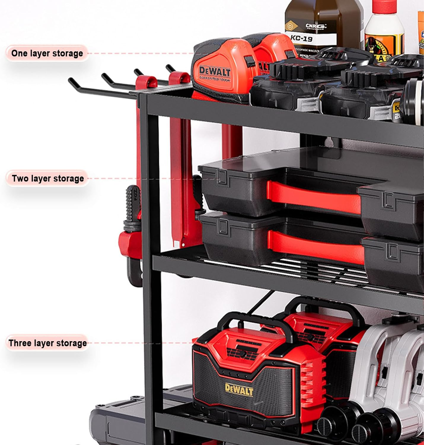 4-Layer Power Tool Organizer, Wall Mount Garage Storage, Heavy Duty Drill Holder image number 2