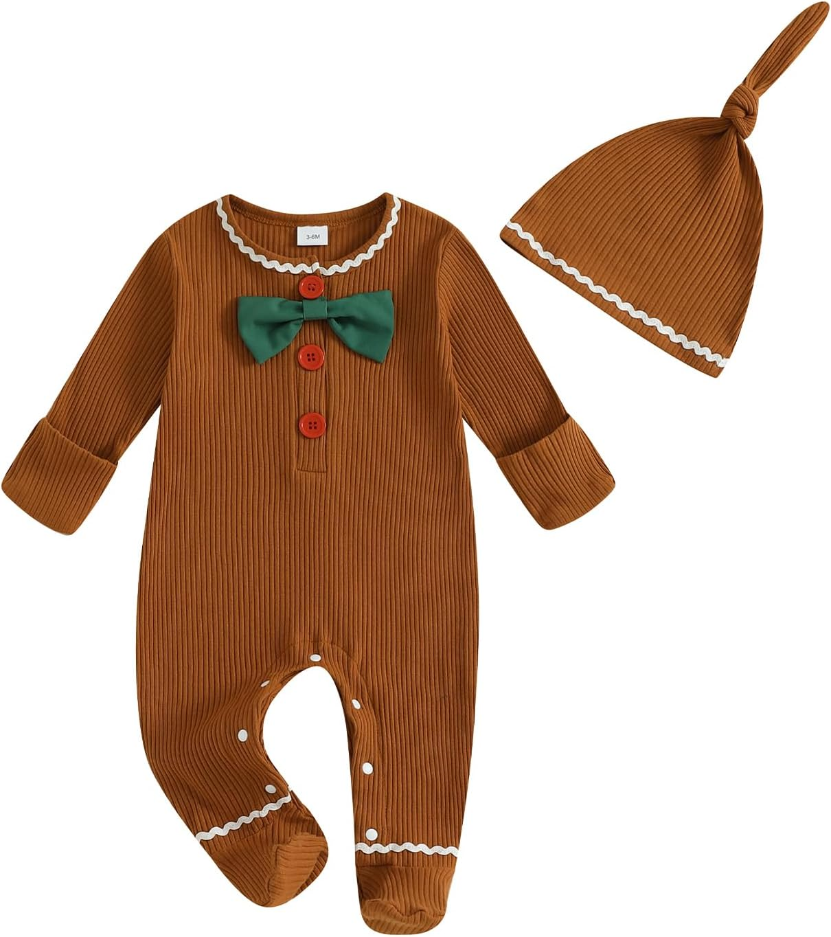 Newborn Baby Girl Boy Clothes Infant Long Sleeve Soild Footed Romper Zipper Footie Jumpsuit with Hat Fall Outfit