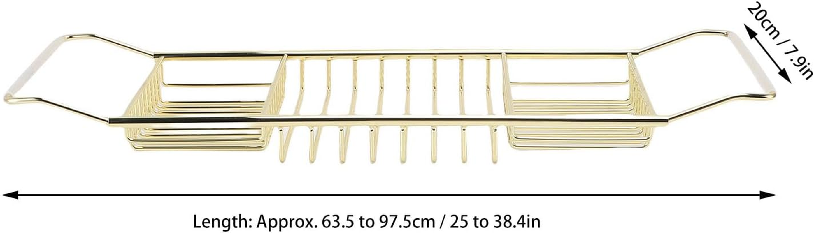 Viagasafamido Bathtub Tray, Stainless Steel and Expandable Shower Tub Caddy Tray, Adjustable Design 25 to 38.4In for Elegant Bath Experience (Gold) - Gold image number 5