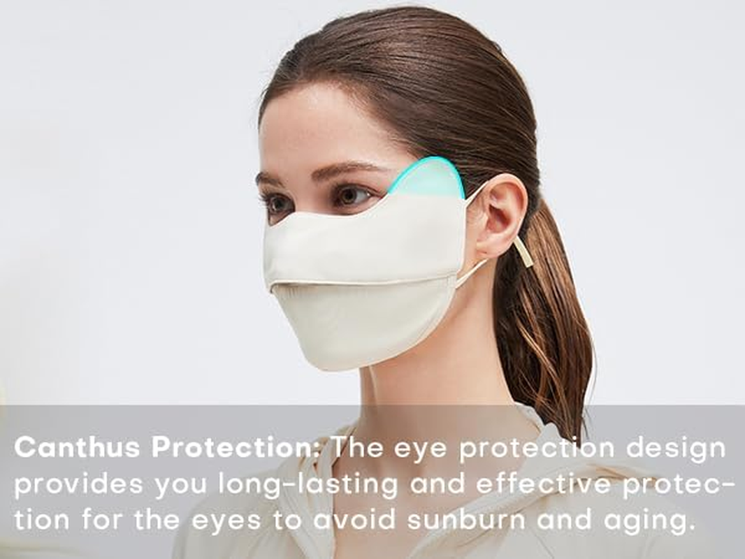 Men and Women UPF50+ Sun Protection Face Cover Cooling Breathable UV Mask with Nose Vent for Outdoor - Black(290） image number 3