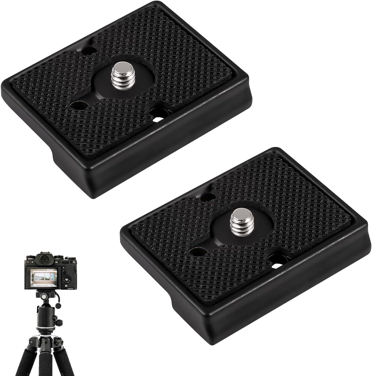 Pack of 2 Camera Quick Release Plates, Quick Release Plate Compatible with Manfrotto 200PL-14, Quick Release System Tripod Removable Plate Made of Aluminium Alloy with 1/4 Inch Screw for Mirrorless image number 4