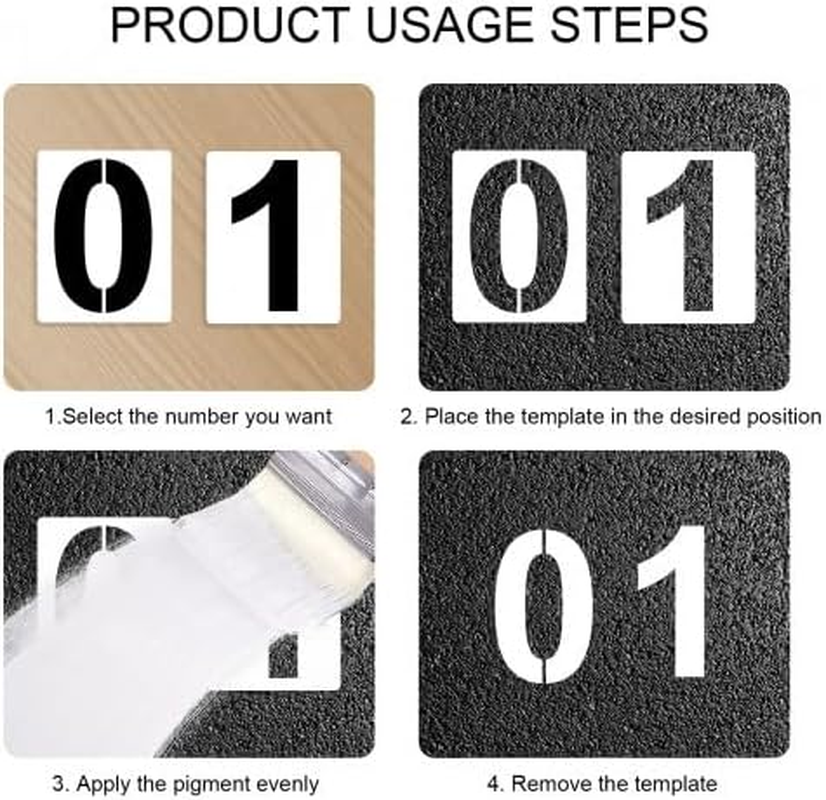 8 Inch 0 to 9 Large Number Stencils Set, 10 Pieces Reusable Plastic Curb Address Number Stencils Road Sign Digital Templates for Painting DIY Mailbox Parking Lot Door image number 1