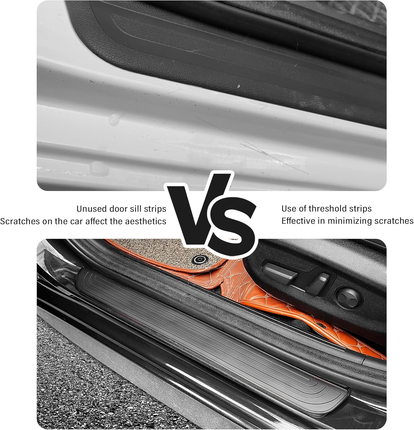 4PCS Car Door Sill Protector,Anti-Scratch Rubber Car Door Protector Edge Guards for Door Steps,Universal Waterproof Door Threshold Strips Exterior Accessories for Car Truck SUV (Black, Width 1.57") image number 4