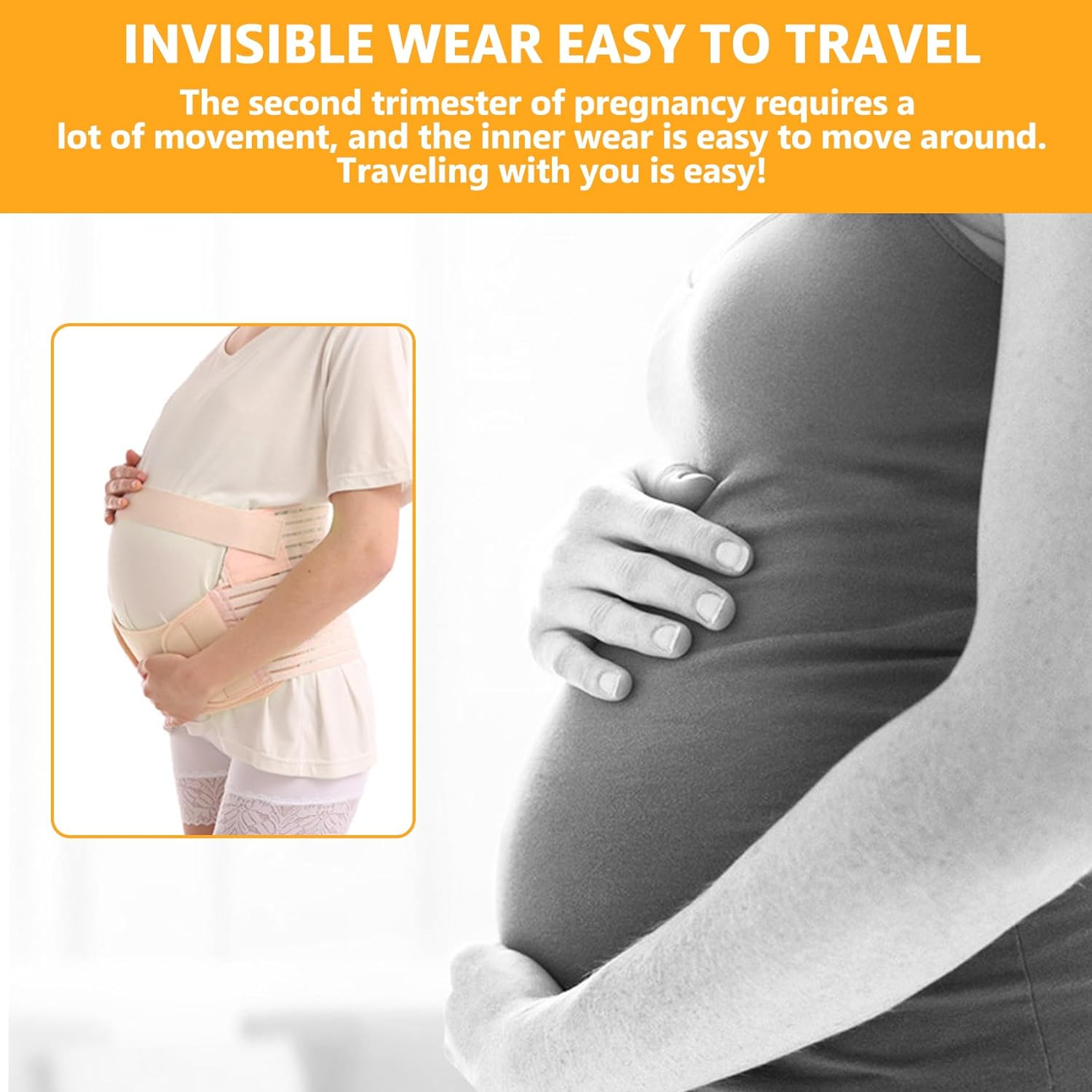 Pregnancy Belly Support Band, Breathable & Adjustable Maternity Support Belt, Strip Full Surrounding Pregnancy Support Belt for Pregnant Women to Support Pelvic/Waist/Abdomen (M)