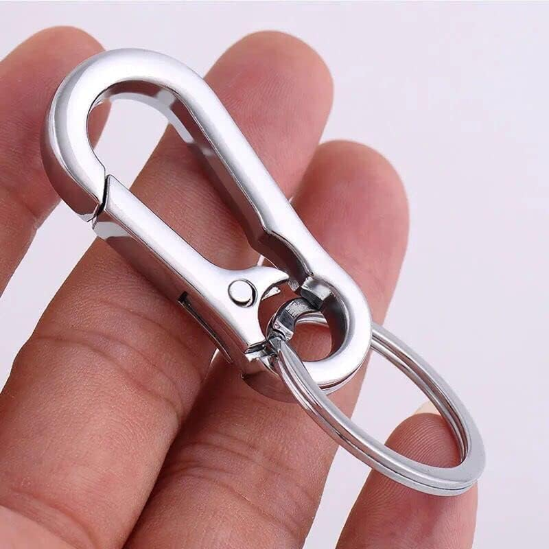 4Pcs Keychain Clip Key Ring, Metal Carabiner Clips Keyring Keychains Chain Holder Organizer for Car and Keys Finder for Men and Women, Silver, Silver image number 2