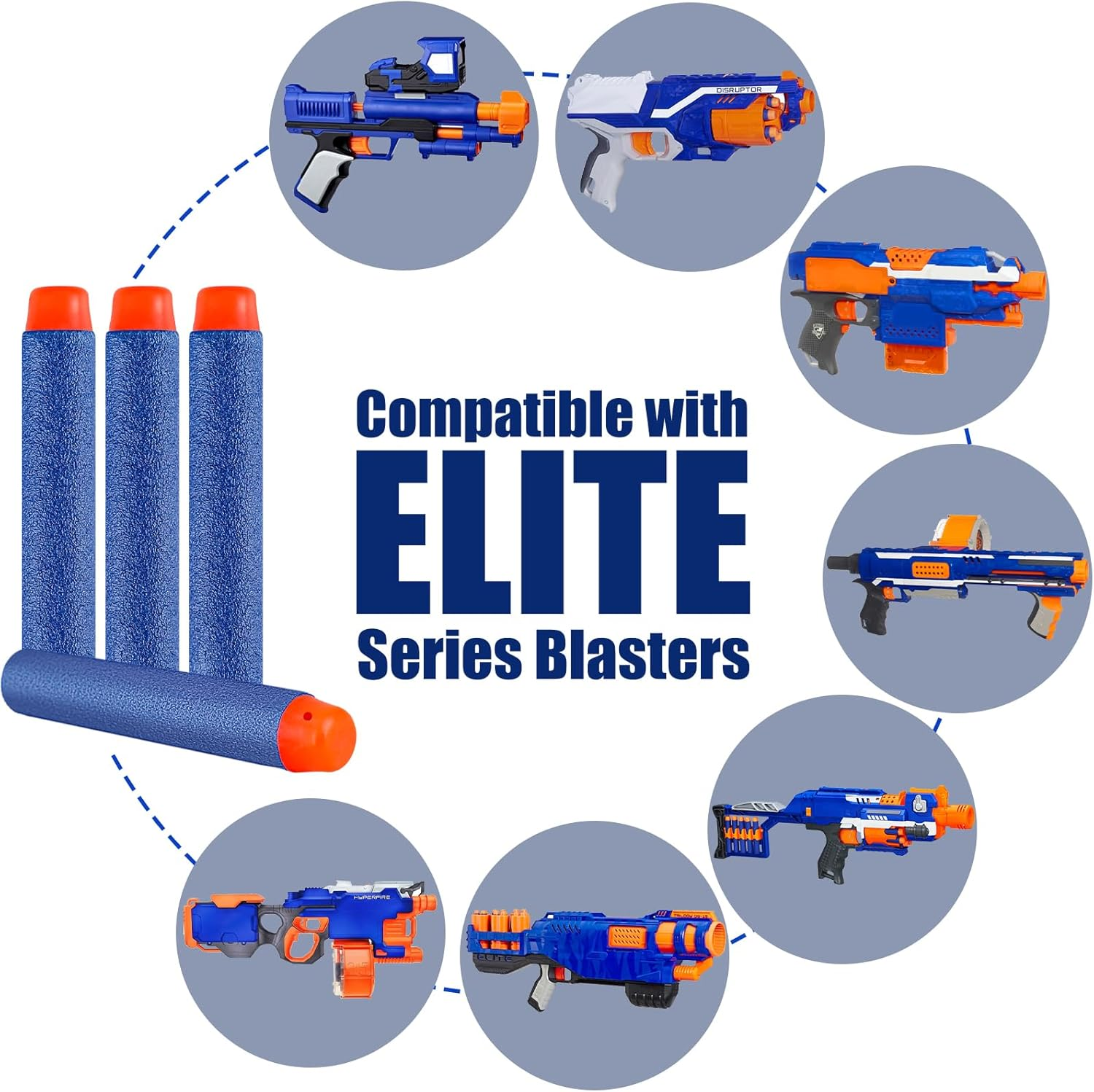 Refill Darts Bullets Compatible with Nerf Guns N-Strike Elite Series, Refill Darts Premium Foam Bullets Pack with Portable Storage Bucket image number 4