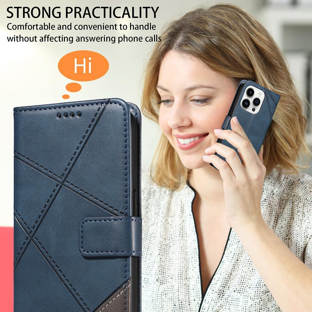 XINNI Phone Case for Samsung Galaxy A31, PU/TPU Flip Leather Shockproof Cover Magnetic Book Style Wallet, Blue image number 6