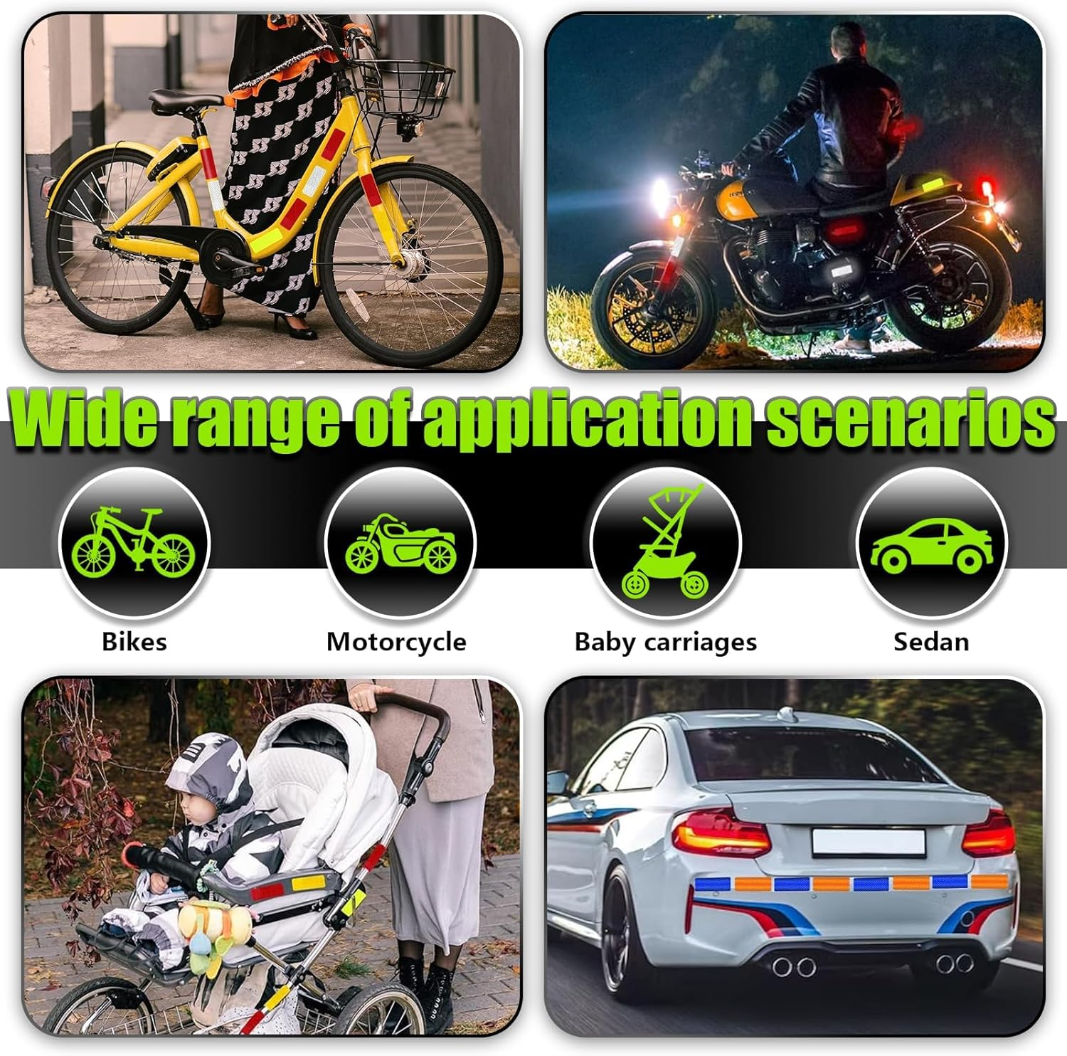 Reflective Stickers, 60 Pcs Night Warning Stickers, Outdoor Reflective Stickers for Vehicles, Cars, Motorcycles, Bicycles (6 Colors) image number 5