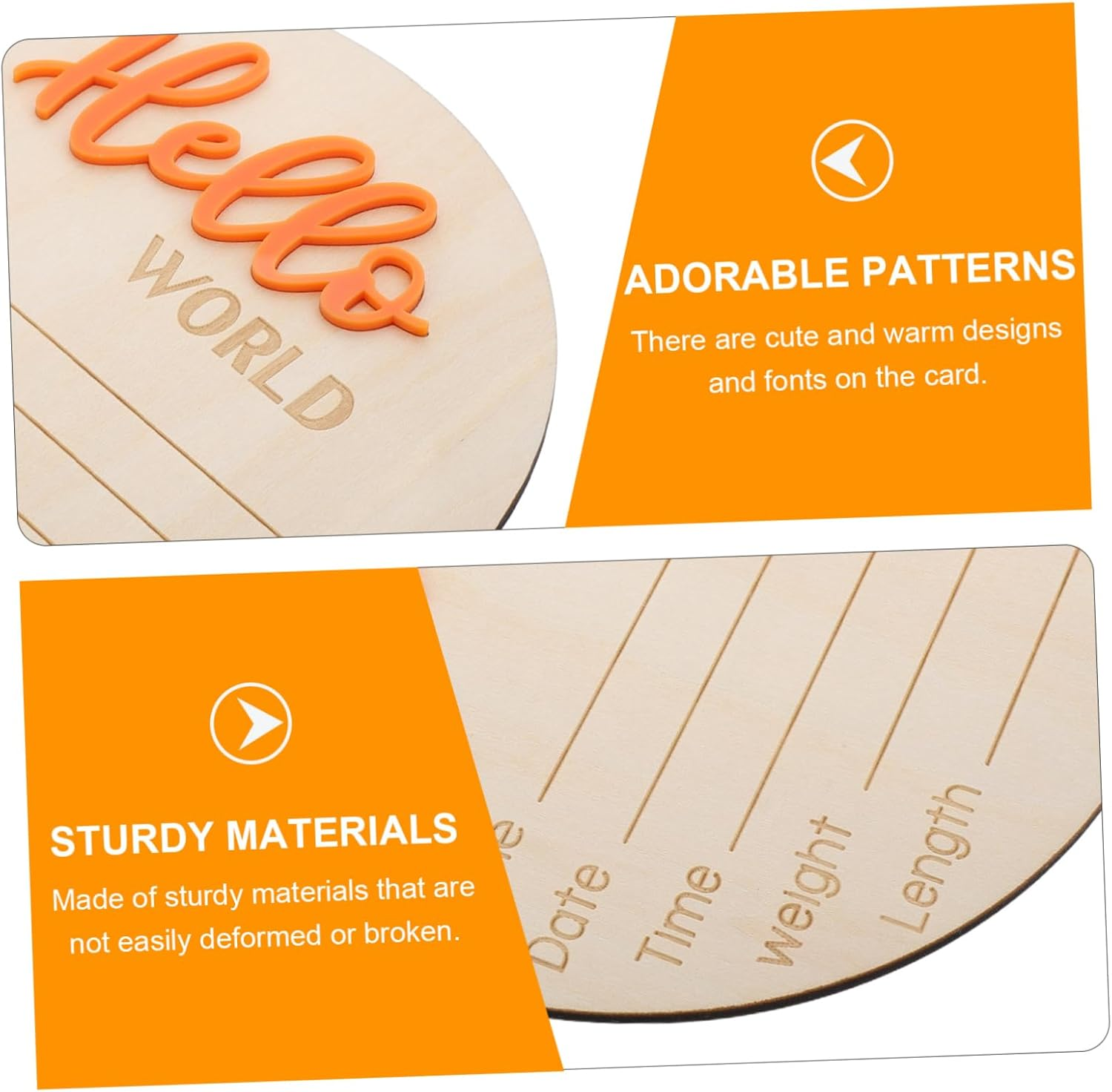 Wooden Birth Sign Card Welcome Sign for Newborn Shower Announcement Board Name Plate Craft Props for Boy Girl image number 1