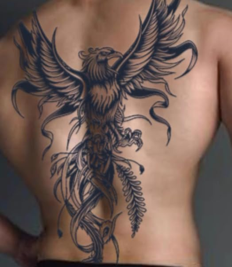 Phoenix Wings Full Back Semi-Permanent Herbal Tattoo Sticker High-Grade Simulation Juice Non-Reflective
