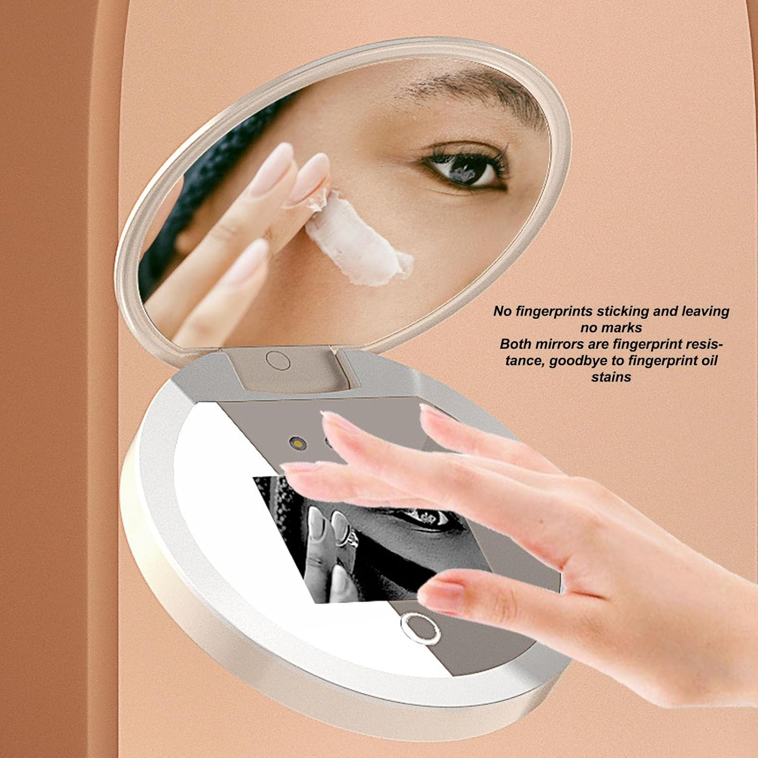 Travel Compact LED Mirror 3.5 Inch with Light, Double Sided Pocket Mirror for Travel 2X Magnification image number 2