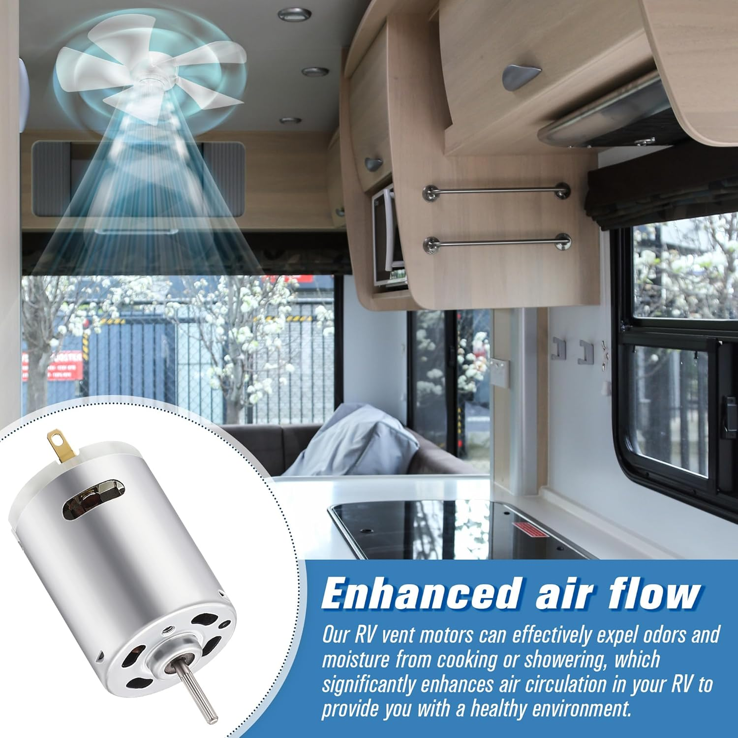 Saillong 12V DC Fan Motor Compatible with Ventline BVD0218-00, RV Vent Motor Compatible with Ventline Ventadome Lids and Accessories, round Shaft Motor for Bathroom Roof Exhaust Fan Motor Replacement image number 1