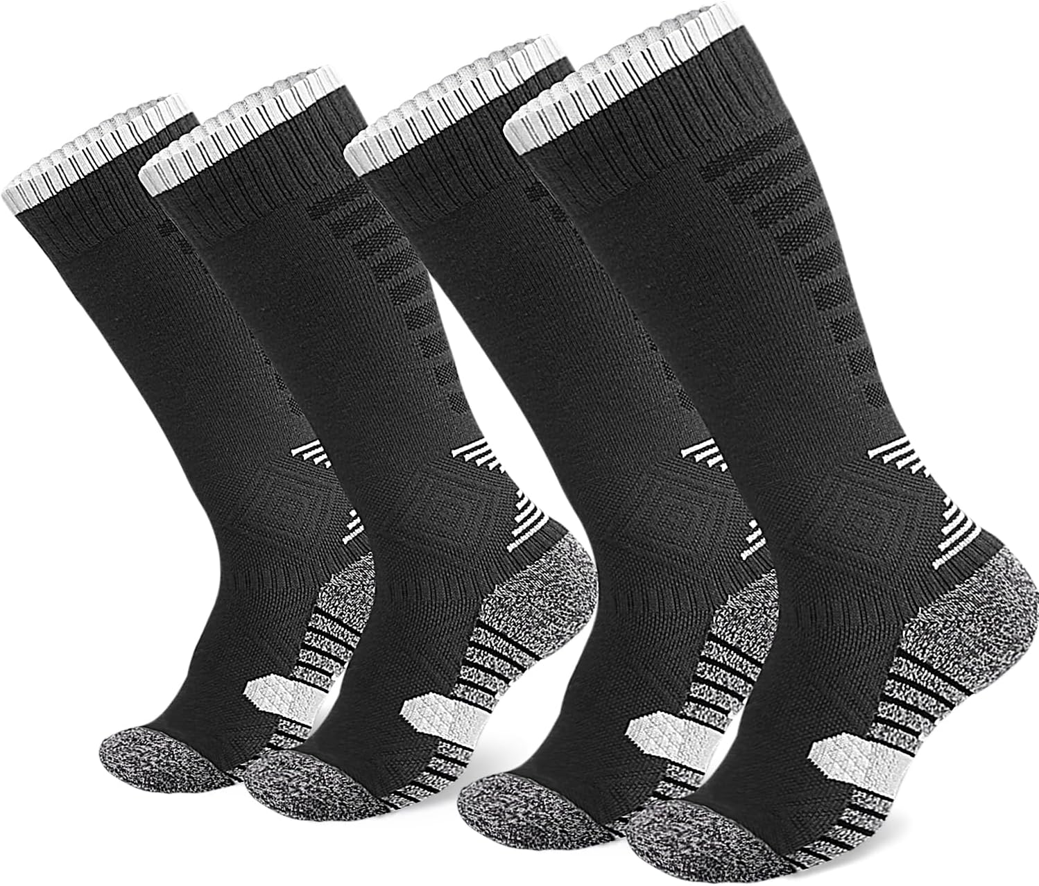 2-Pairs Athletic Soccer Socks for Kids Youth Boys and Girls (7-12 Years Old) - Team Sport Baseball Cushion Breathable Tennis Socks