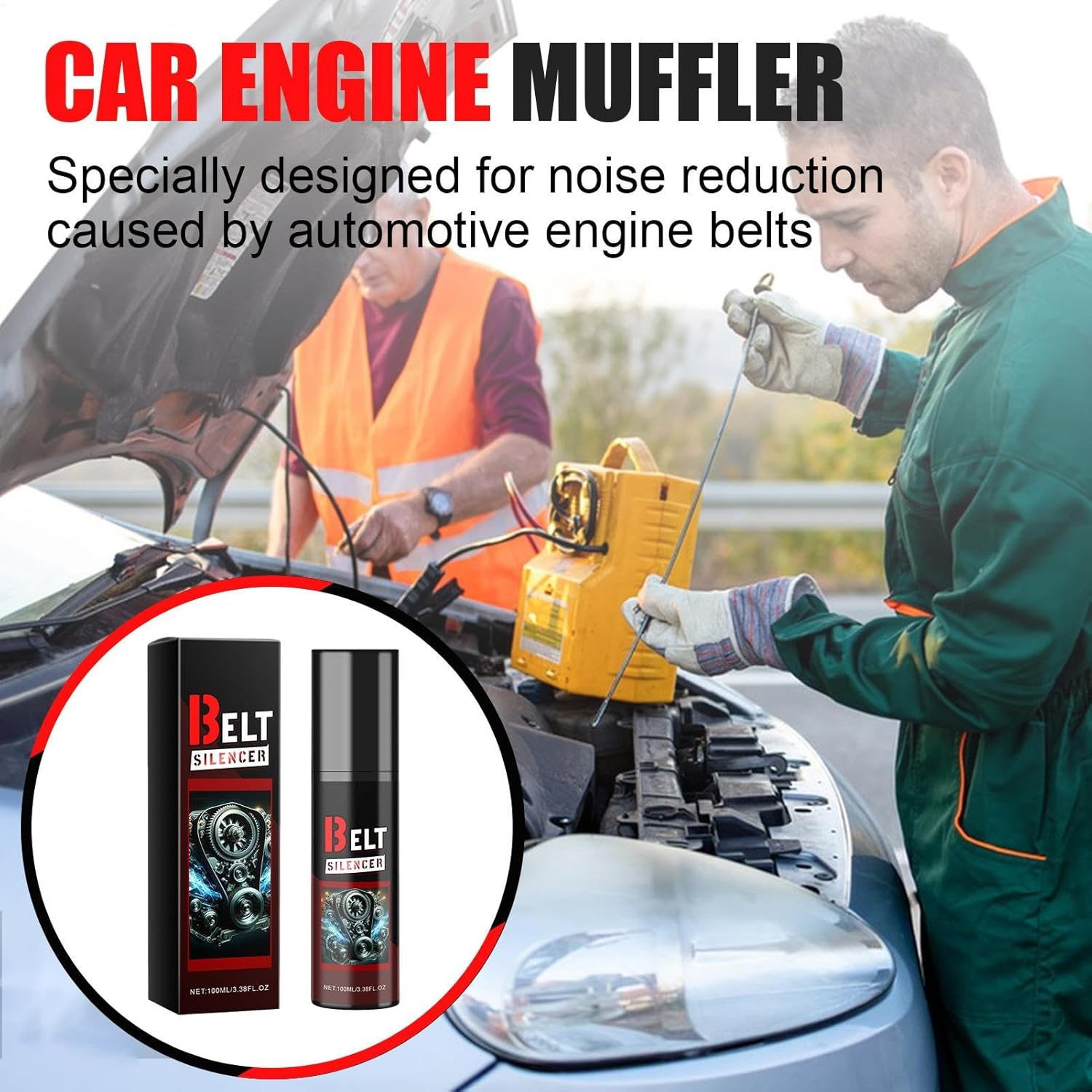 Belt Dressing Spray Automotive - 100Ml Belt Silencer, Anti-Friction Lubricant | Prolongs Beltt Life, Spray-On Noise Protector for Car Engine, Truck Belts Maintenance, Prevents Squeaky Belts, Engine image number 1