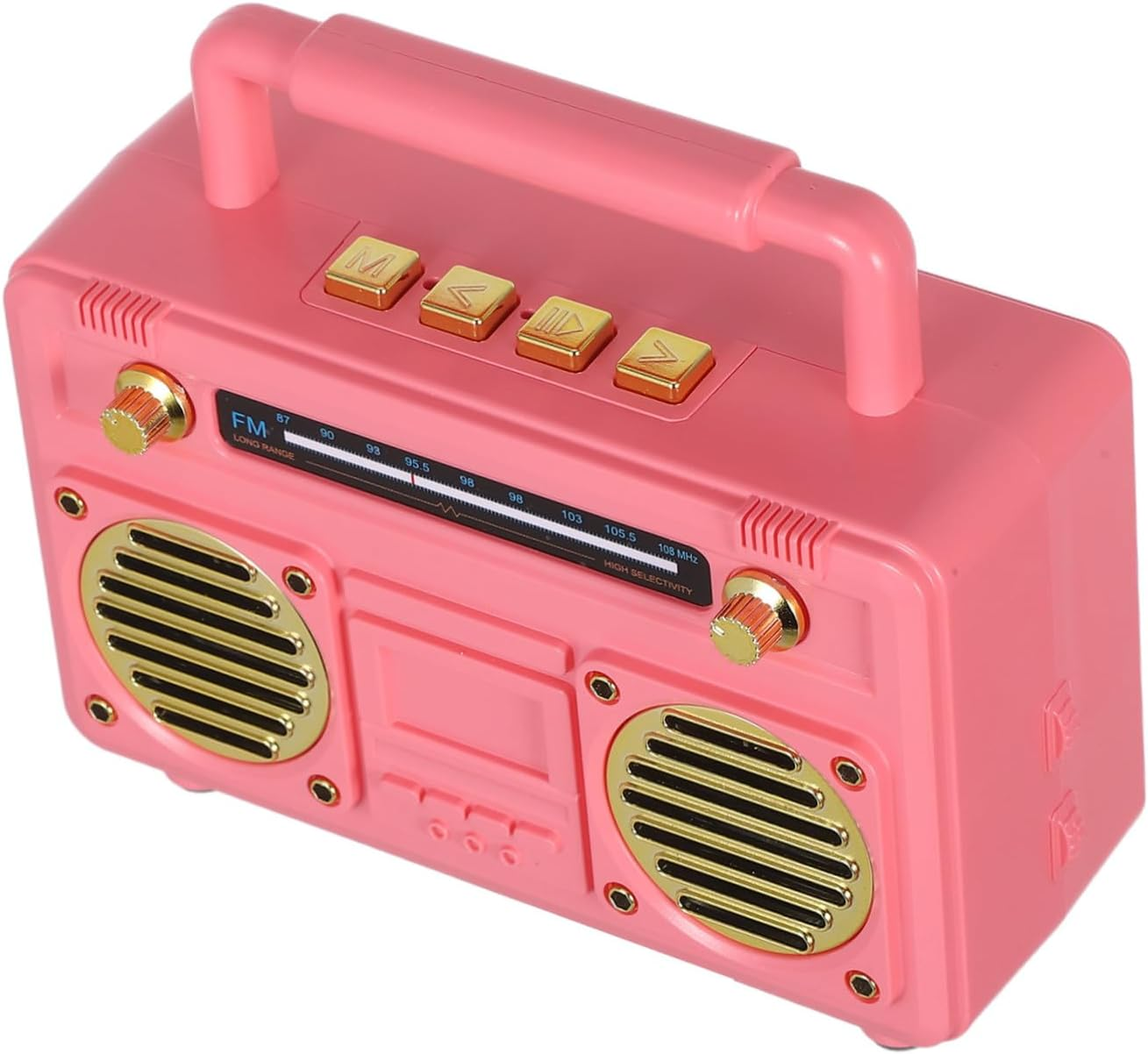 TEHAUX Portable Retro Mini Wireless Speaker with Subwoofer Compact Radio-Style Soundbox for Outdoor Adventures Desk and Bedroom Decor Long Battery Life Travel-Friendly Pink Design image number 1