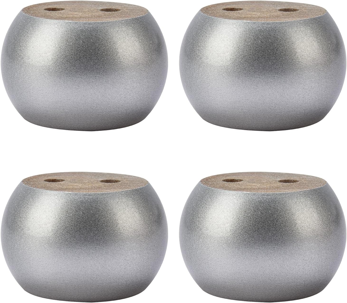 2 Inch / 5Cm Wooden Furniture Legs, Pack of 4 White Solid Wood Turned DIY Replacement Bun Feet with M8 Hanger Bolts & T-Nuts or Sofa Couch Cabinet Recliner Ottoman Riser