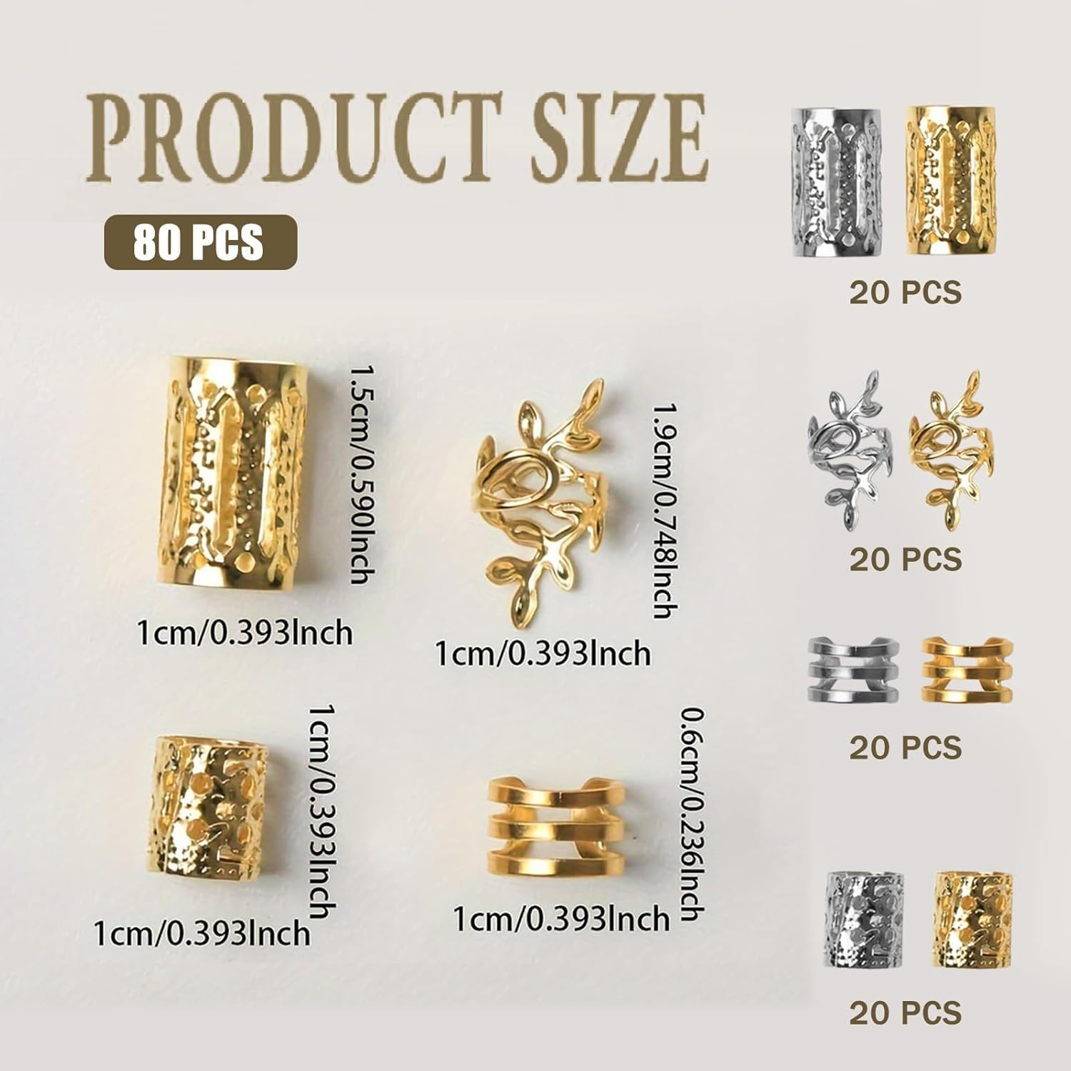 JOOTUEPO Pack of 80 Gold Hair Clips for Braids, Hair Accessories, Hair Accessories, Dreadlocks for Men, Women, Girls, Boys image number 2