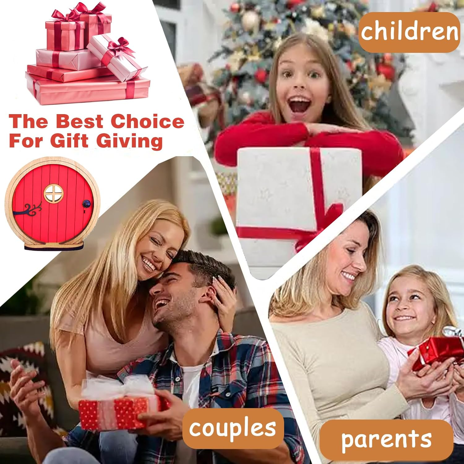 Enchanted Fairy Door for Gardens - Whimsical Miniature Elf Door Hand-Painted Outdoor Decor for Tree Trunks & Walls - Magical Fairy Tale Courtyard Accessories (Yellow) - Yellow image number 2