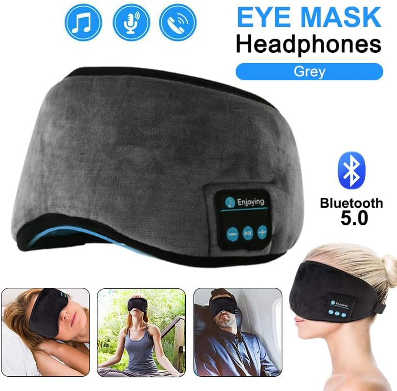 Leona Co Sleep Headphones Bluetooth 5.0 Stereo Headband, Sports Wireless Earphones Music Sleeping Eye Mask Earbuds for Mom Women Teen Running Cool Gadgets Unique Gifts (Gray) image number 3