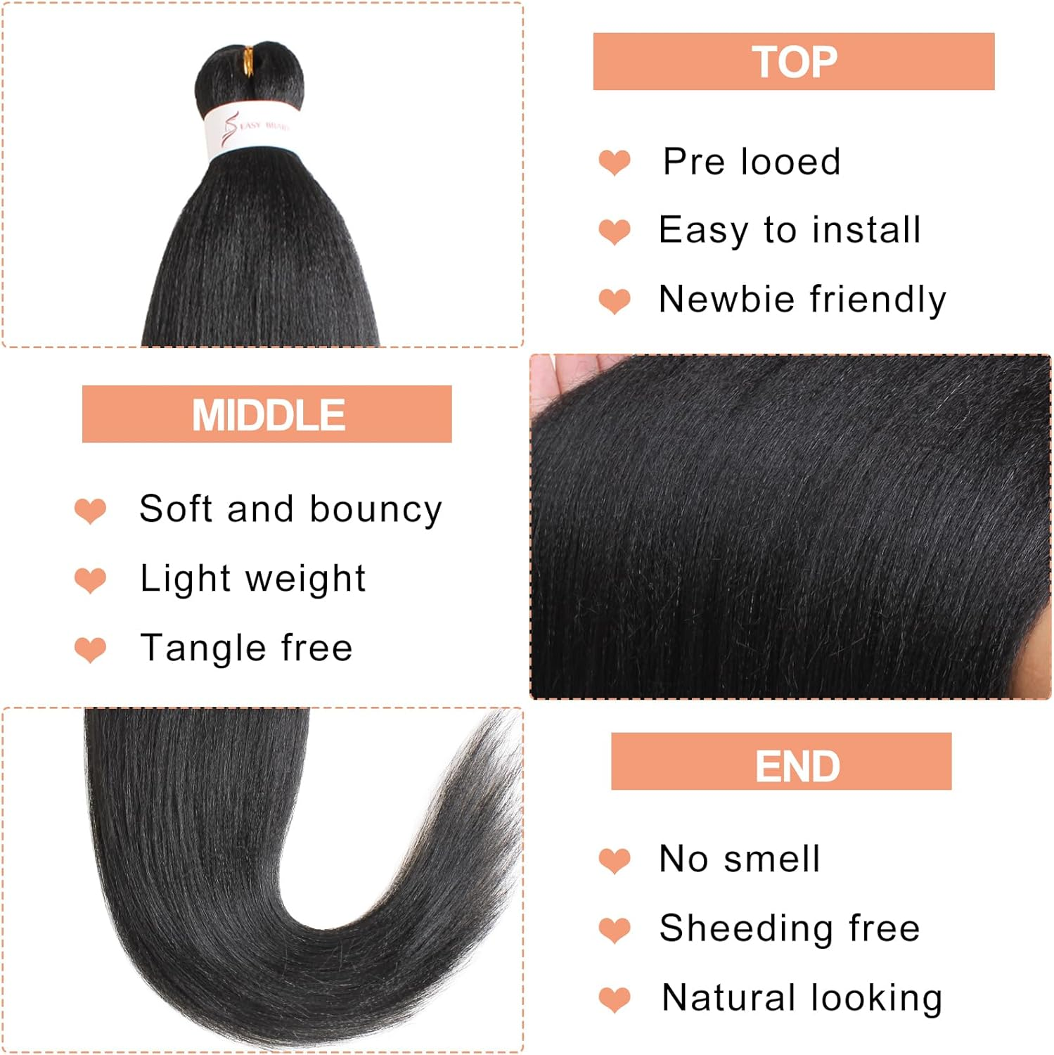Mscat 30 Inch 8 Packs Pre Stretched Braiding Hair Brown Pre Stretched Braiding Professional Synthetic Prestretched Crochet Braids Hair Extension Hot Water Setting Yaki Texture (30#) image number 3