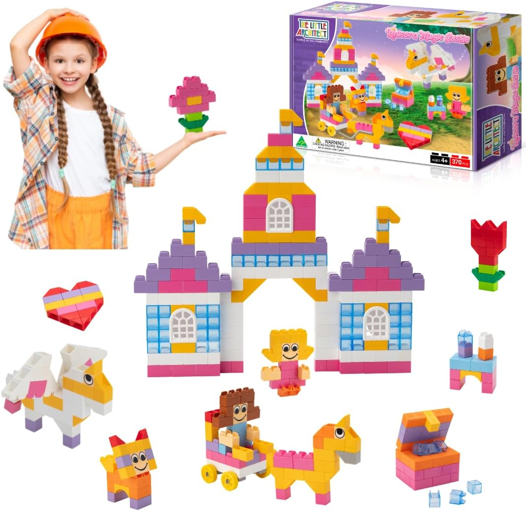 Unicorn Magic Castle Building Blocks Kit for Kids, Australian Made* Children Ages 4 to 12 &ndash; Construction Building Block Set &ndash; Unicorn Gift Girls, Cat, Friends, Flowers, Chariot image number 6