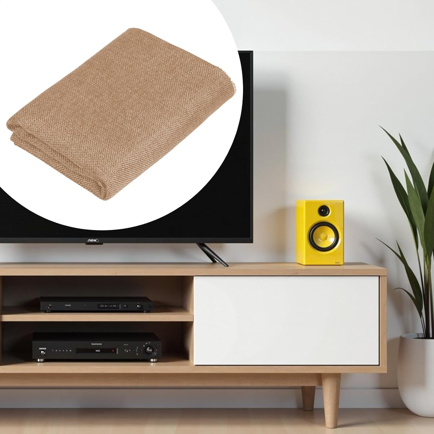 Speaker Dustproof Mesh Cloth,Transparent Mesh Cloth for Guitar Case | Retro Texture Protection Tool for Audio Panels, Stage, Media Cabinet, Home - Khaki image number 3