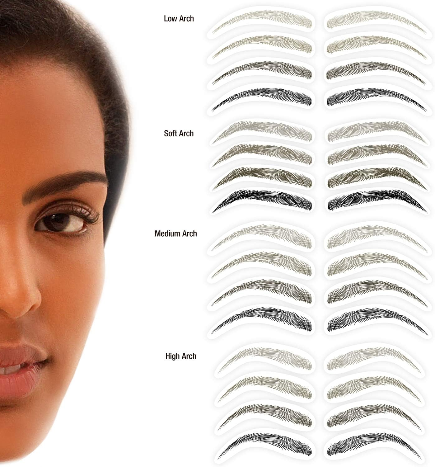 Godefroy Mybrows Long Lasting Eyebrow Transfers, Medium Arch, Medium Brown, 12-Pairs of Brows image number 2