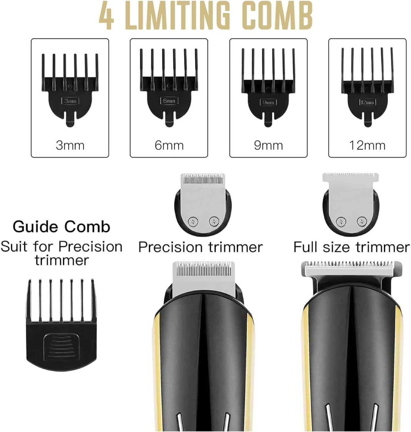 5-In-1 Beard Trimmer for Men - Hair Clippers Cordless, Electric Grooming Kit for Bear/Hair/Face/Nose/Ear, USB Rechargeable Waterproof Body Hair Trimmer for Quick Cut, Gifts for Husband Father image number 4