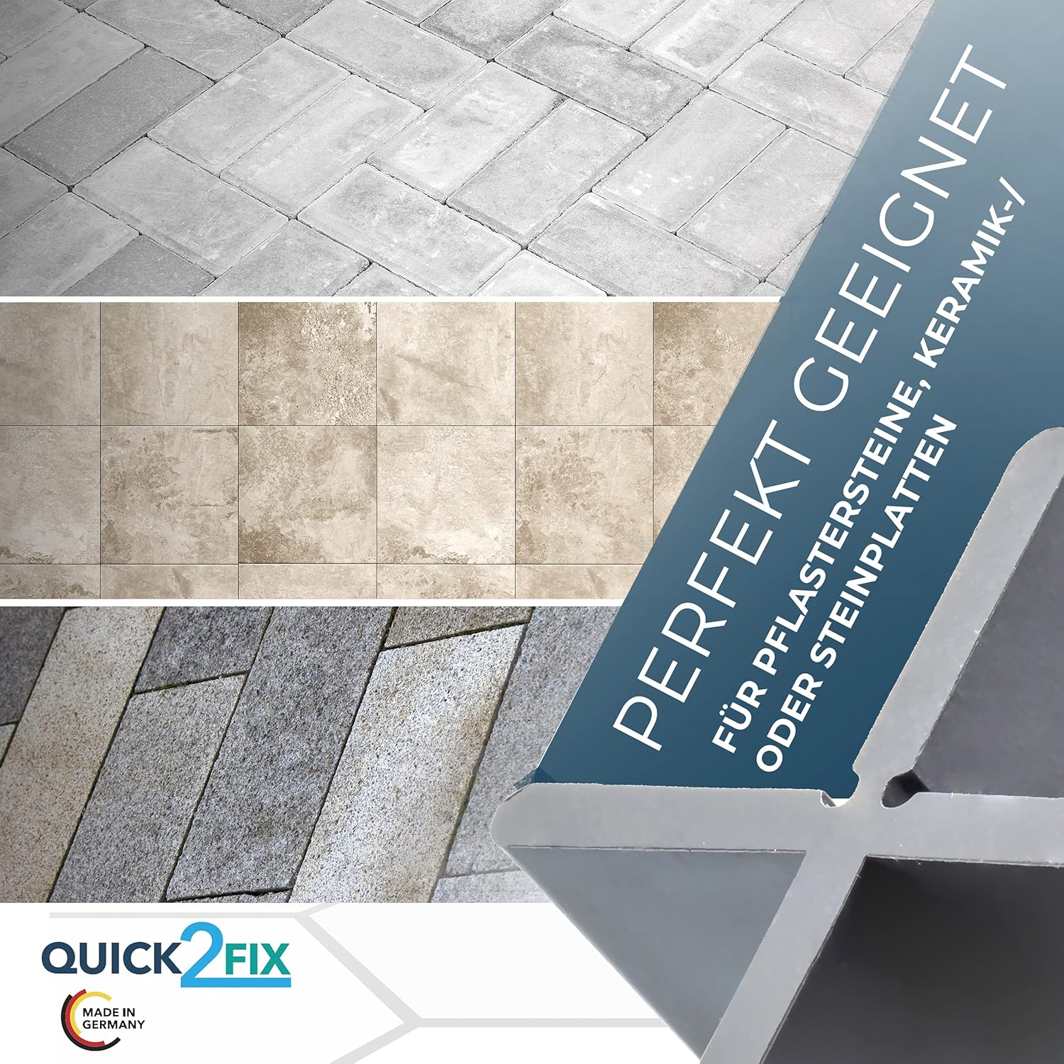 QUICK2FIX&reg; 5 Mm Professional Joints for Patio Tiles 5 Mm X 20 Mm (W X H) 100 Pieces for Outdoor Laying with Predetermined Breaking Point Can Be Used as a T-Piece - Made in Germany image number 3