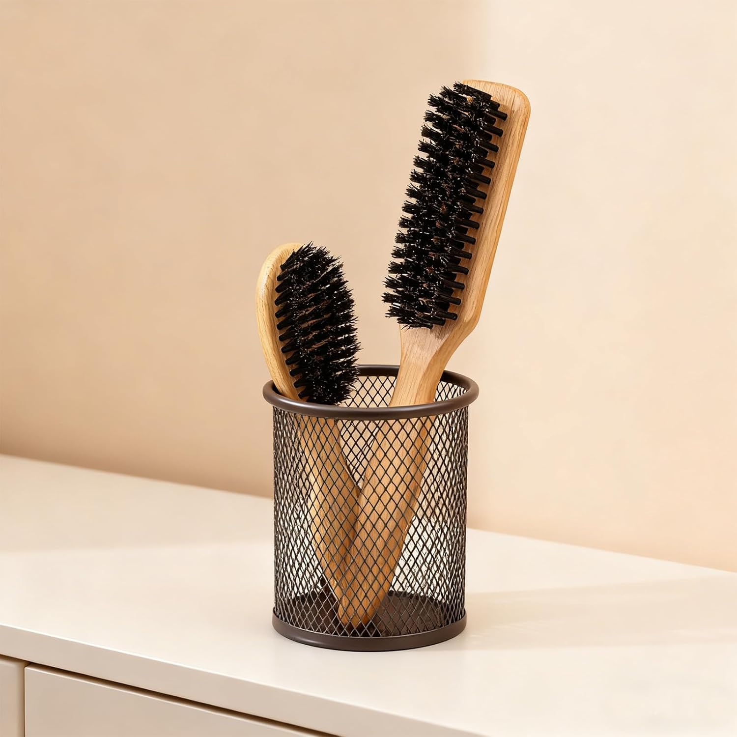 2Pcs Slick Back Brush, Boar Bristle Hair Brush Set, Pointed Tail Beard Brush, Wooden Handle Styling Brush, Hair and Beard Care Smooth Back Comb, Suitable for Men and Women image number 4