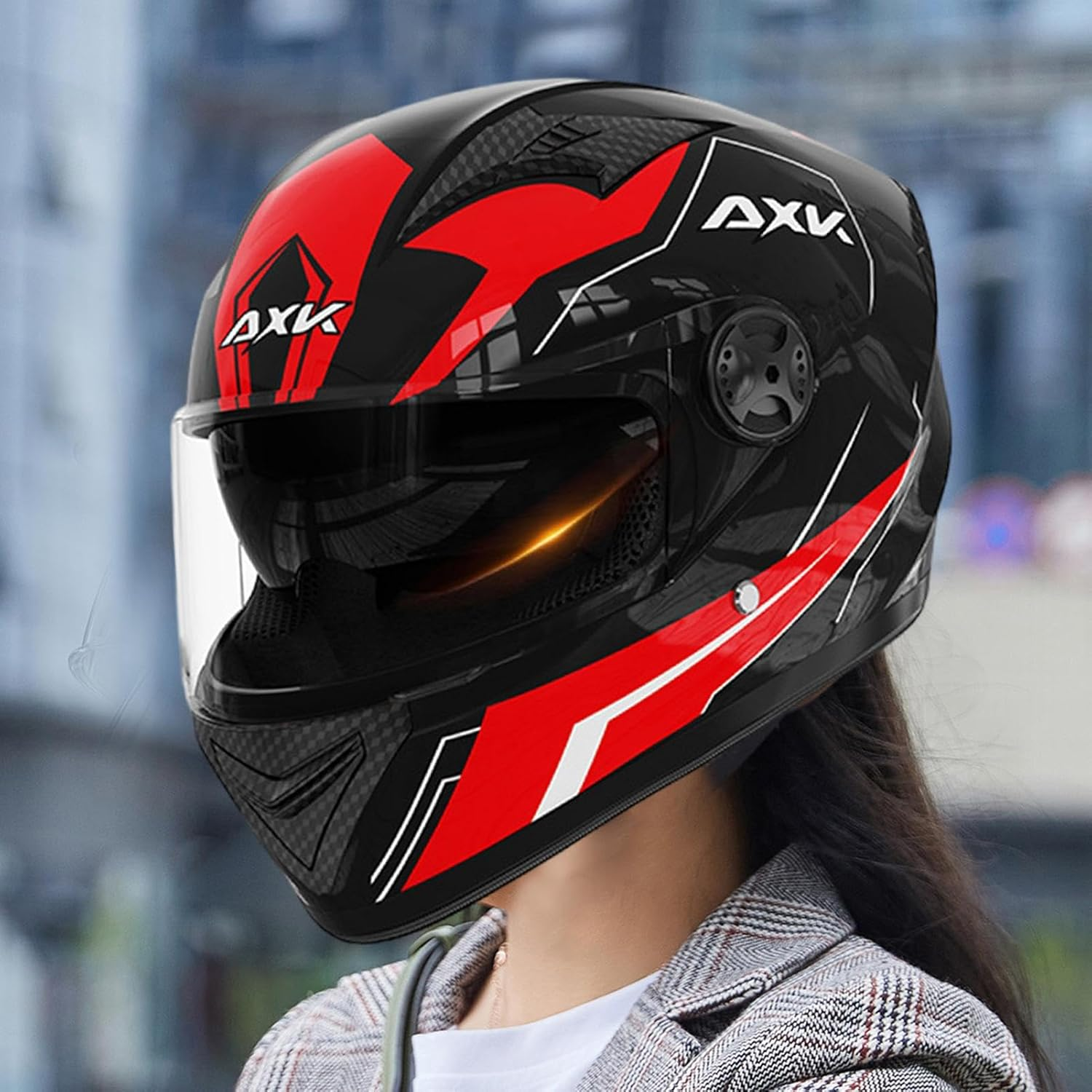 Full Face Motorcycle Helmet, Duals Visor Motorcycle Helmet, Unisex Full Face Street Motorbike Protective Crash Lid for Sport Touring and Road Bike Riding, Mountain Bikes Headwear for Adults image number 1