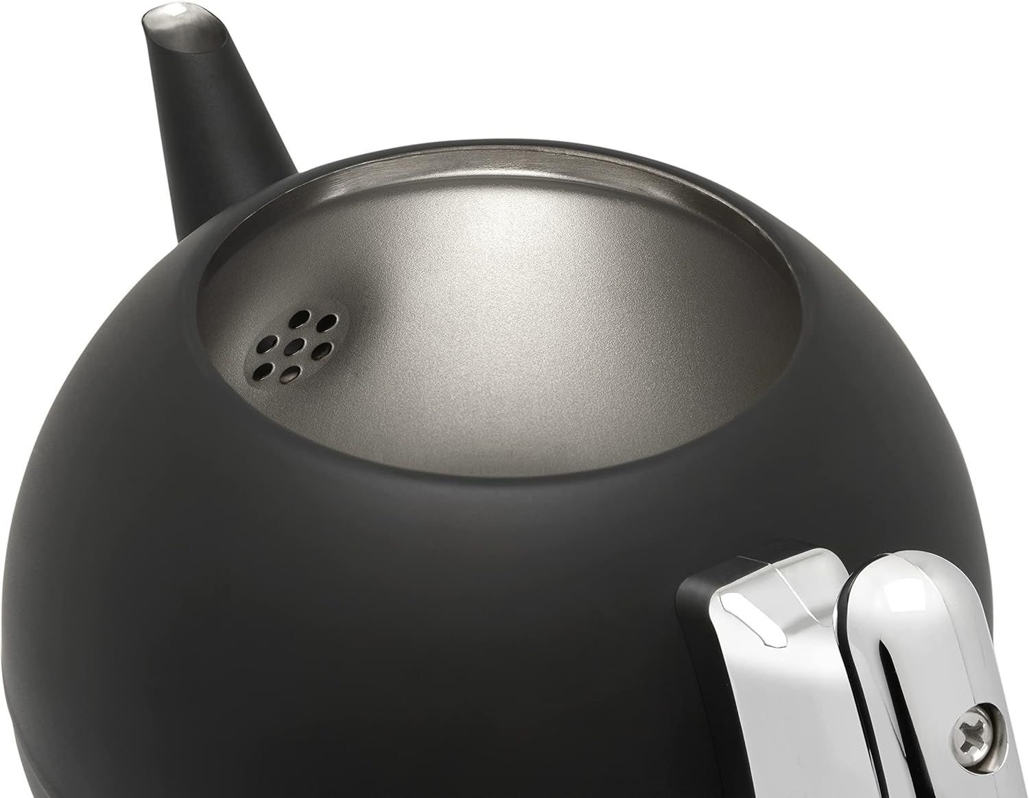 Large Matt Black Bulbous Stainless Steel Teapot 1.2 Litres