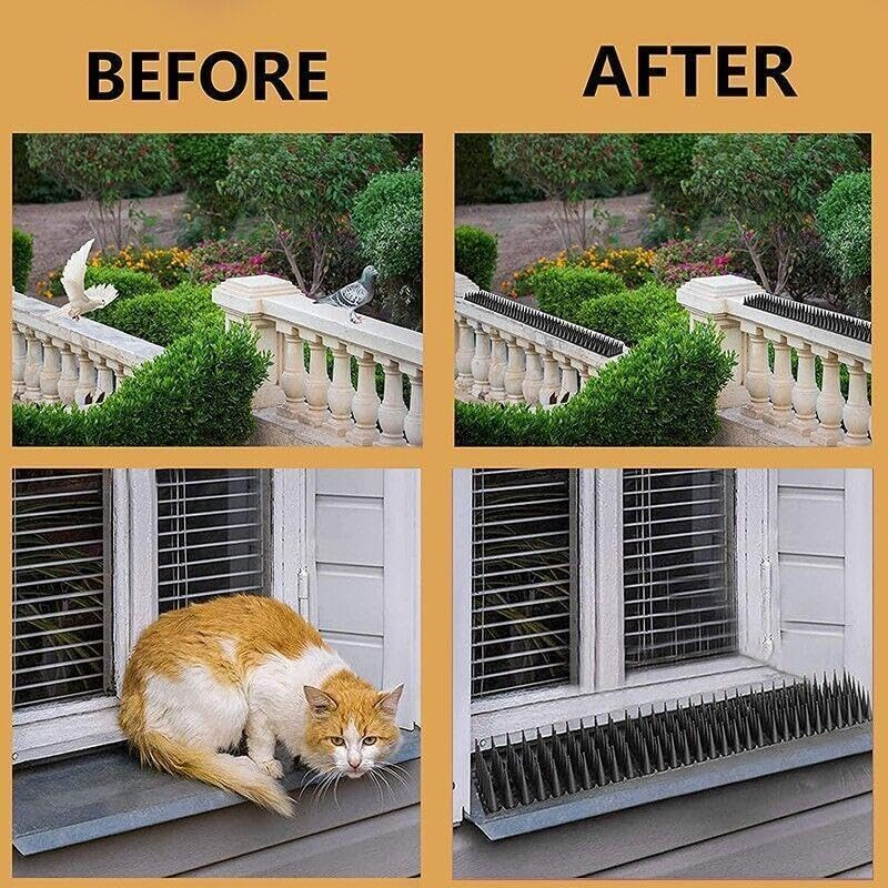 AIMALL 12X Bird Spikes Human Cat Possum Mouse Pest Control Spiked Fence Wall Deterrent, 17.72 X 1.77 X 1.38 Inches, Black image number 6