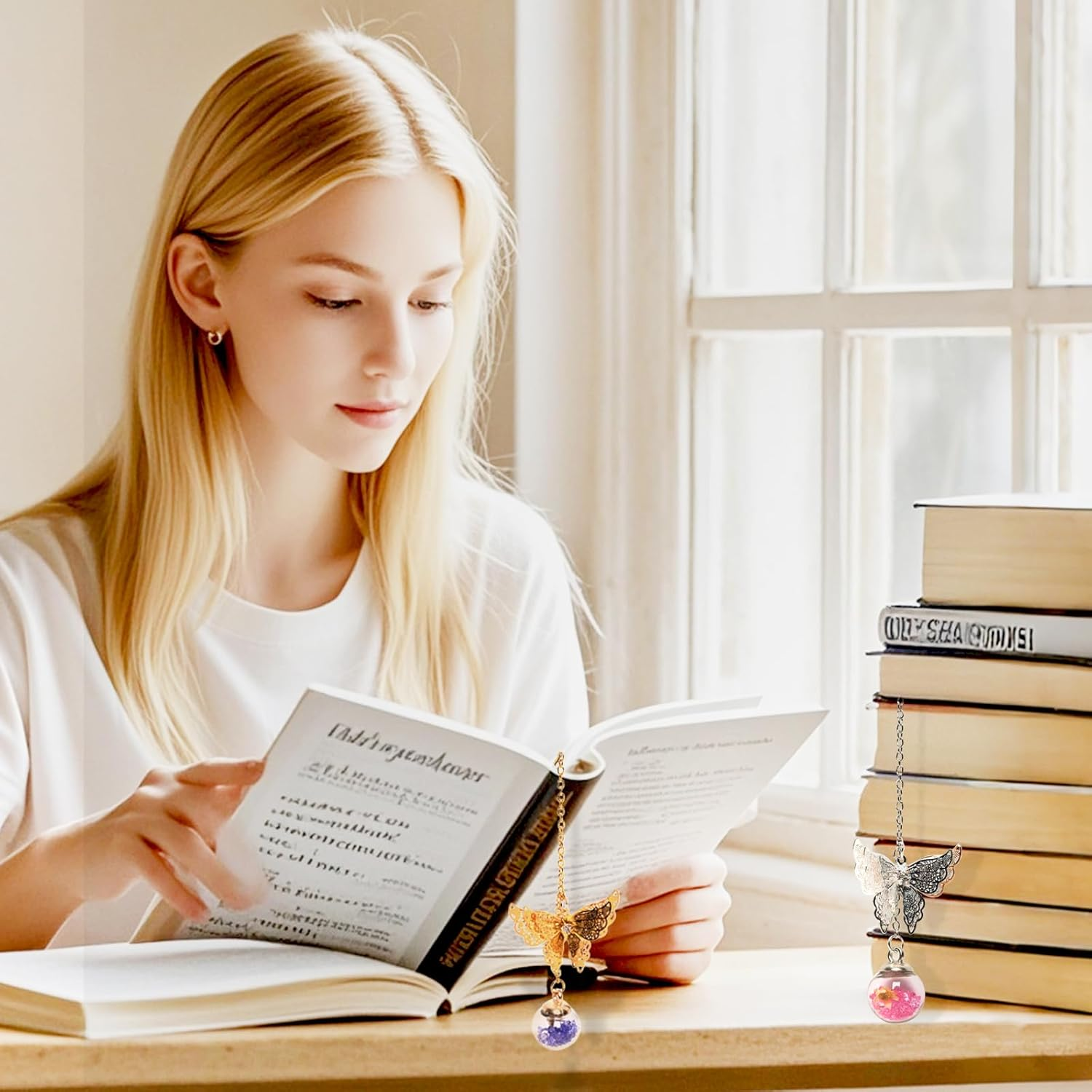 Metal Bookmark, 3D Butterfly Pendant Bookmarks, Vintage Metal Feather Bookmark Birthday Gift for Women Teachers, Unique Book Marks Mothers Day Christmas Gifts for Women Reader Girls Female Book Lover image number 6