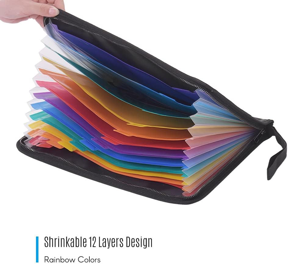 Fireproof Waterproof Safe Document Bags A4 Size Expandable File Folder Zippers 12 Pockets Accordian File Organizer for Cash Passport Photos Jewelry Legal Document Files Office Supplies ALKOY image number 6