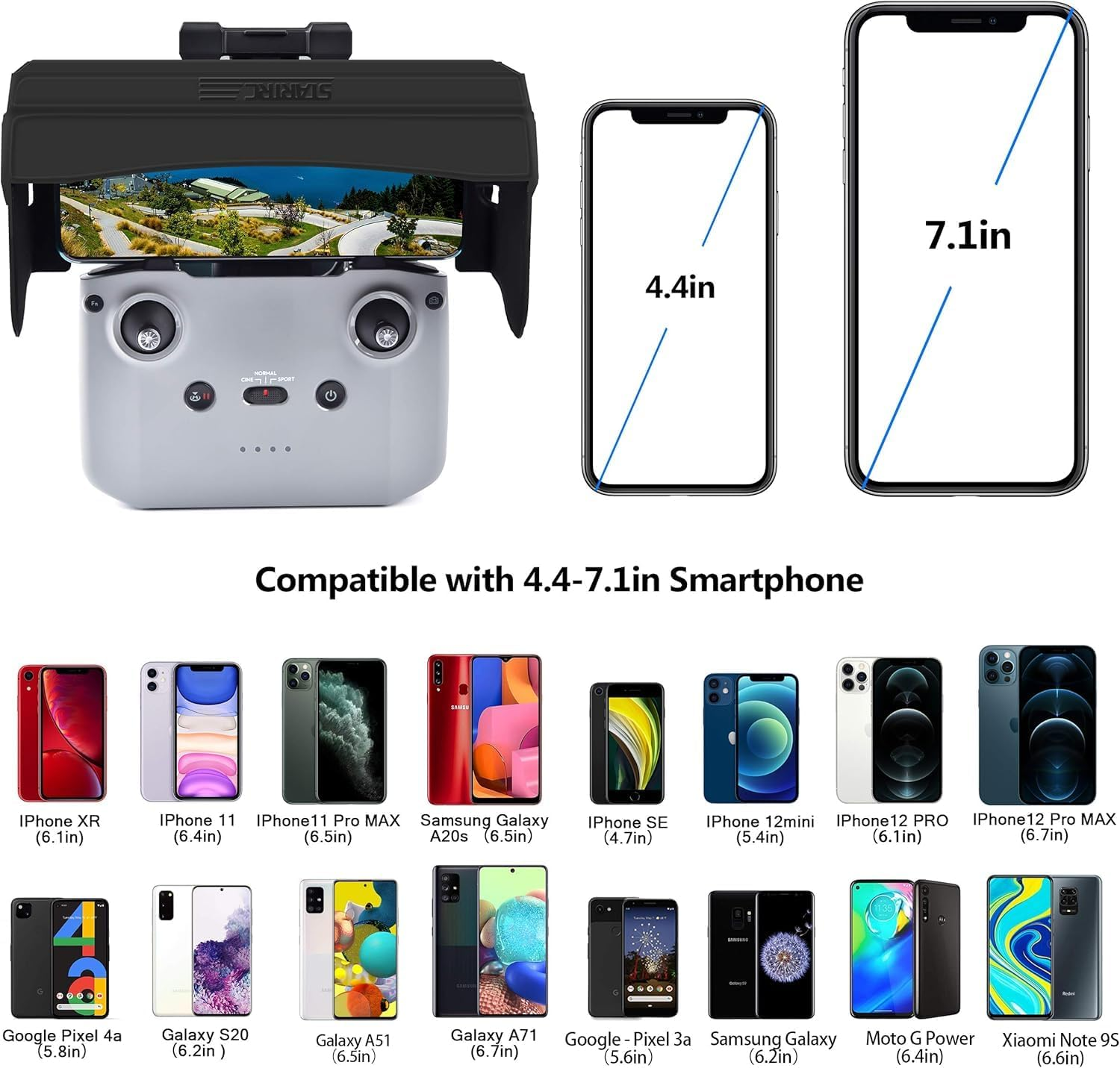 STARTRC Sun Hood Sunshade for DJI Mini 2 SE/3/3 Pro/2, Mavic Air 2/Air 2S/3 Classic Controller Accessories for 4.4-7.1Inch Smartphone Screen image number 5