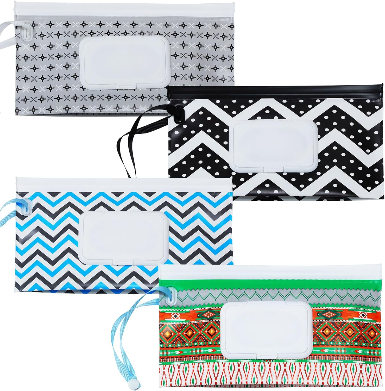 LESHANE Baby Wipe Dispenser, 4 Pack Portable Refillable Wipe Holder, Reusable Lightweight Wipes Container Case Holder for Travel Wet Wipe Pouch, Floral