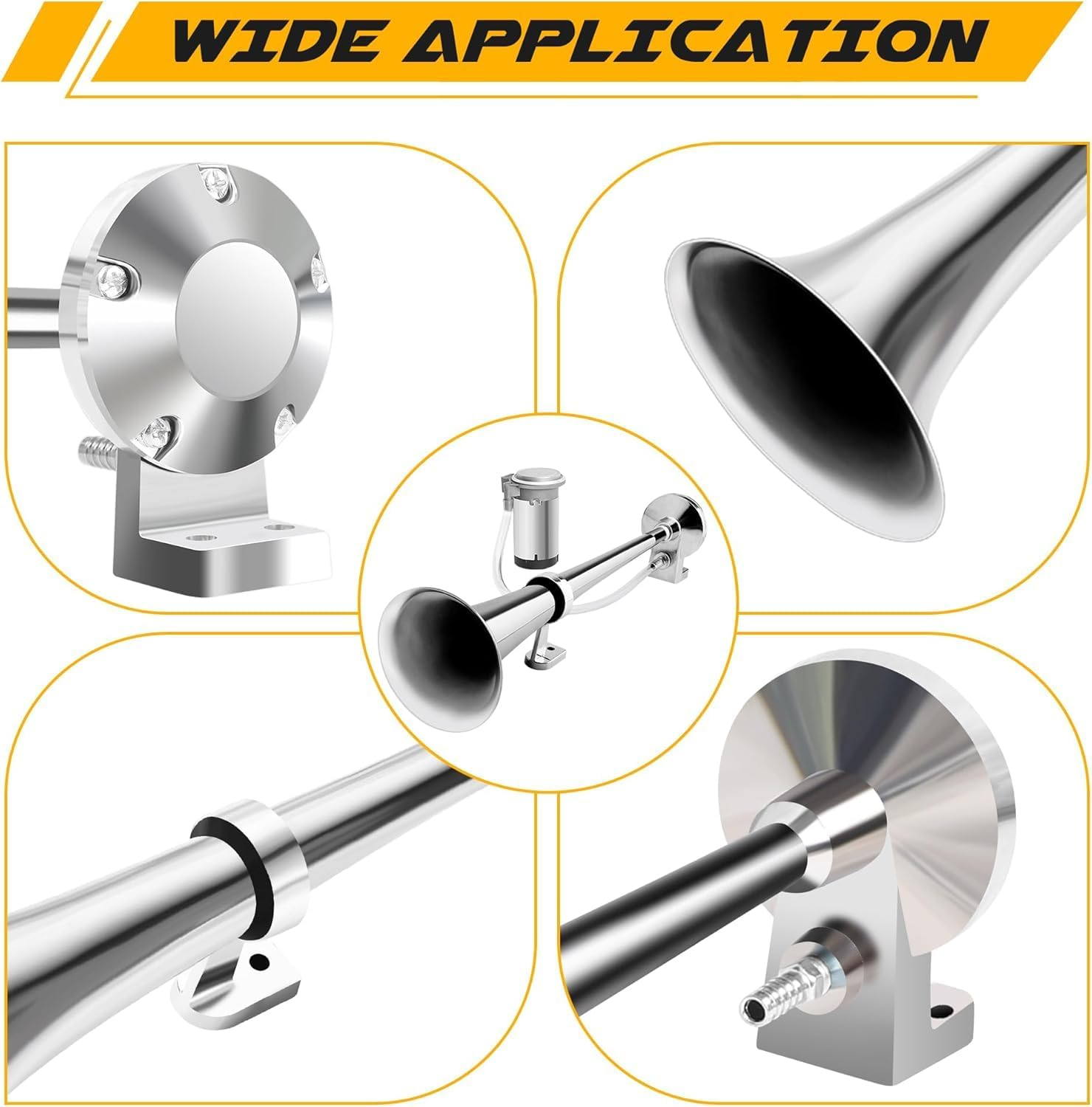 12V Air Horn Kit, Super Loud Train Horn for Truck, Air Horn Dual Truck Horn with Compressor for 12V Vehicles Trucks Pickup (Single Sliver) image number 2