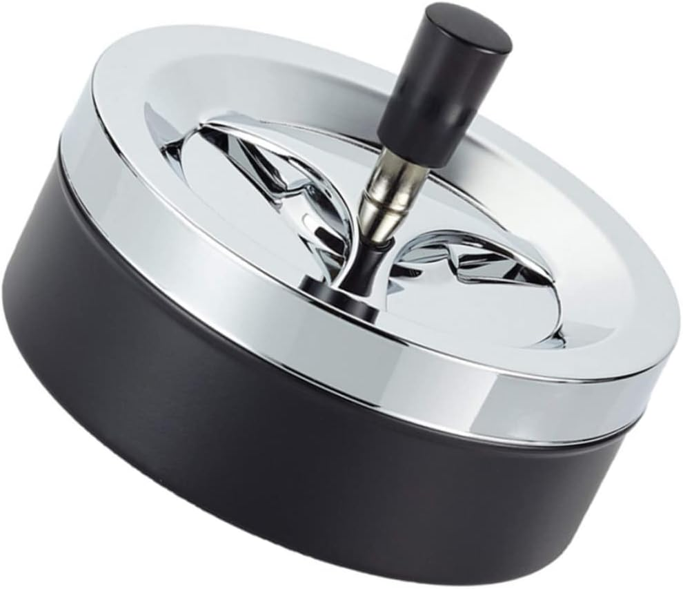 Round Spinning Ashtray Cigarette Tray Portable Ashtray with Lid Rotatable Ashtray Fully Enclosed Ashtray for Home Office image number 4
