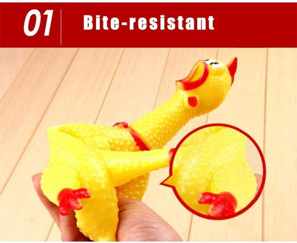 Leona Co Squeeze Rubber Chicken, Yellow Screaming Chicken Dog Toys, Squawking Chicken Toys, Rubber Squeaky Chicken Toys for Dogs, Prank Novelty Toy 30Cm X 7Cm X 7Cm image number 4