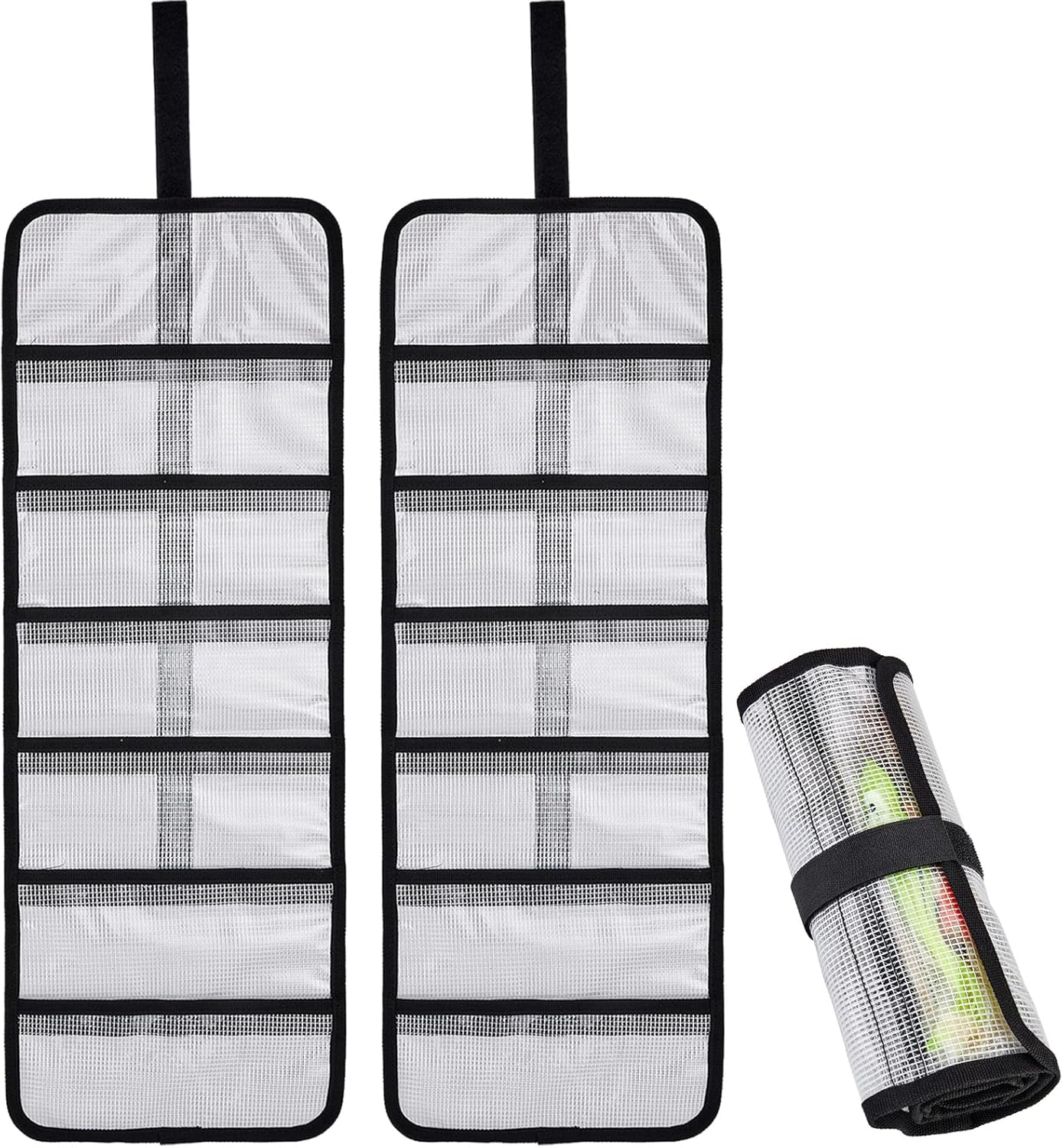 Roll up Fishing Lure Wraps Set-25" X 9" Durable Lure Bag 6 Pocket PVC Protective Cover Saltwater Hook Covers Fabric Lure Protector Trolling Lure Tackle Box Large 2 PCS