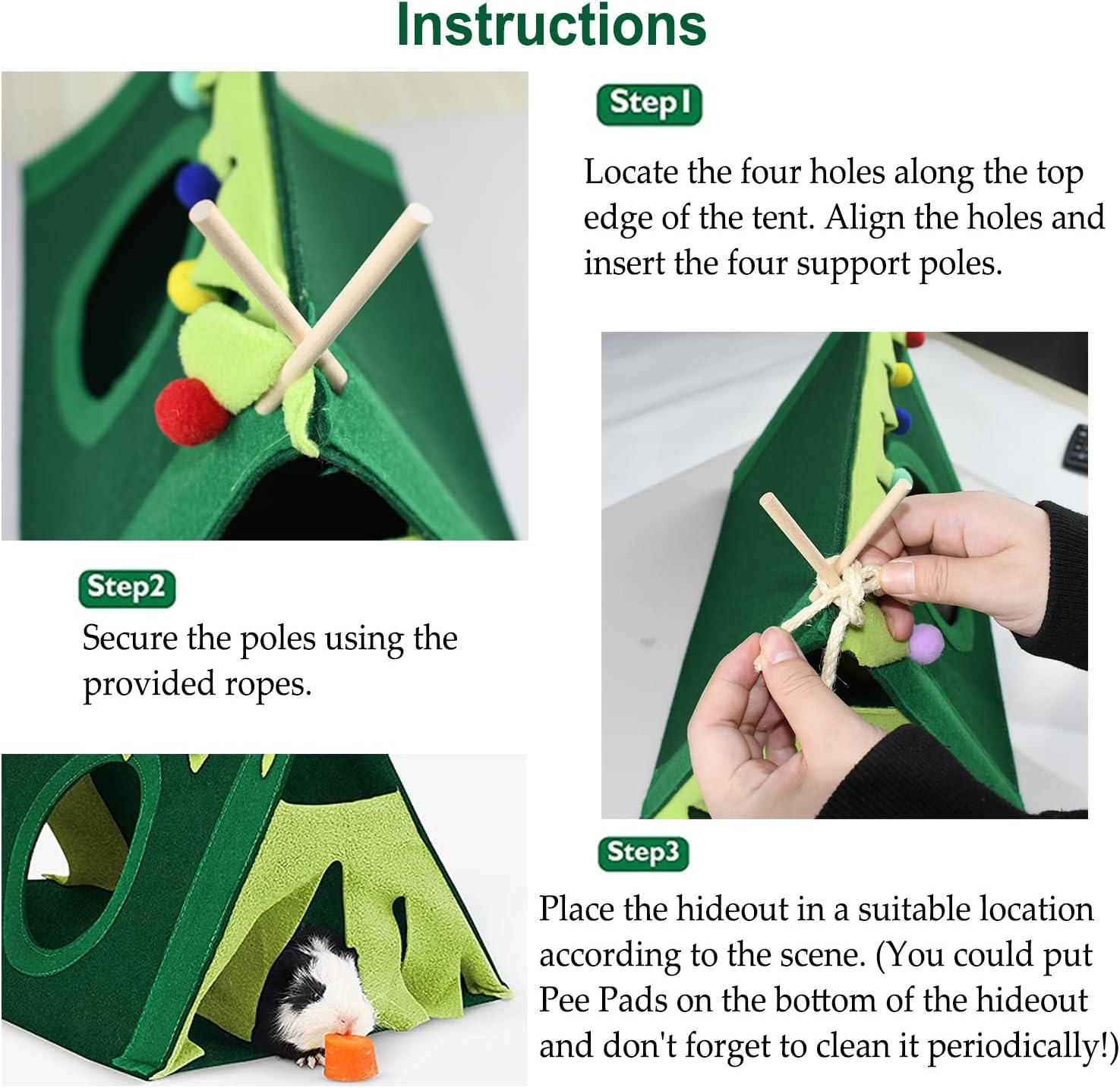 ASOCEA Guinea Pig Forest Hiding Fleece Corner Hammock Small Animals Hiding Pet Cage Habitat House Tent Nest Toy for Ferrets Chinchillas Hedgehog Hamster Glider Rats image number 5