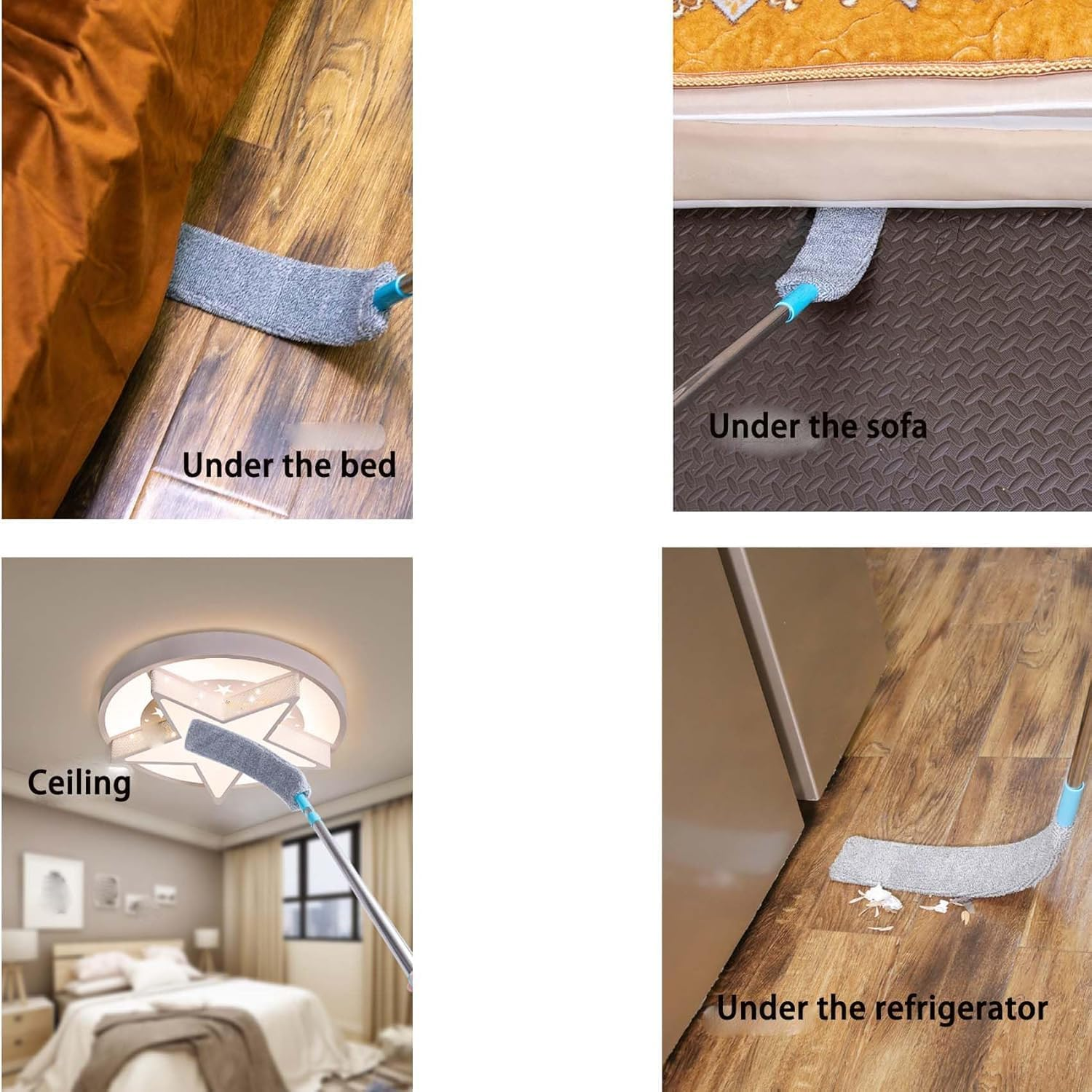 2026 Upgraded Saker plus Retractable Gap Dust Cleaning Artifact with 3 Microfiber Dusting Cloths,Extendable Duster Cleaning Tool,Reusable Washable Dusting Wand for Home,Ceiling,Blinds,Furniture (60In)