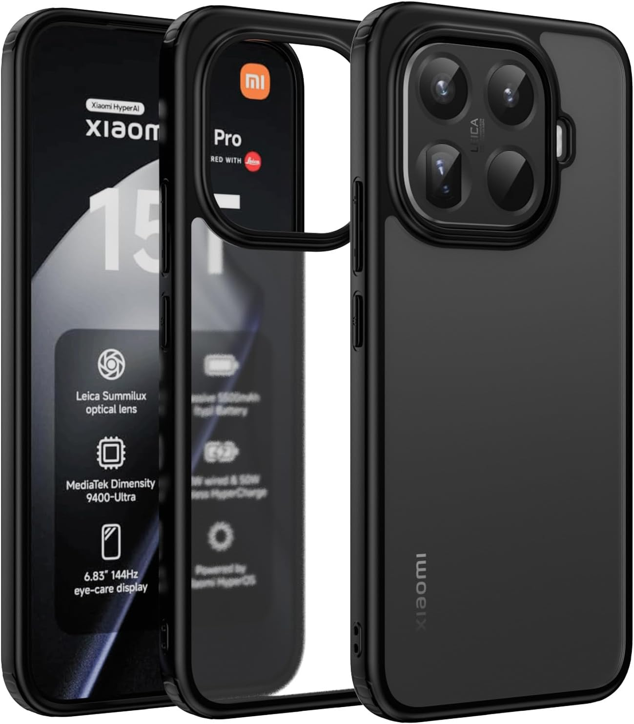 ZHMECOCASE Case for Xiaomi 15T Pro &ndash; [Matte Translucent] [Military-Grade Protection] [Ultra-Slim Hybrid Design] Shockproof Phone Cover (Black) image number 7