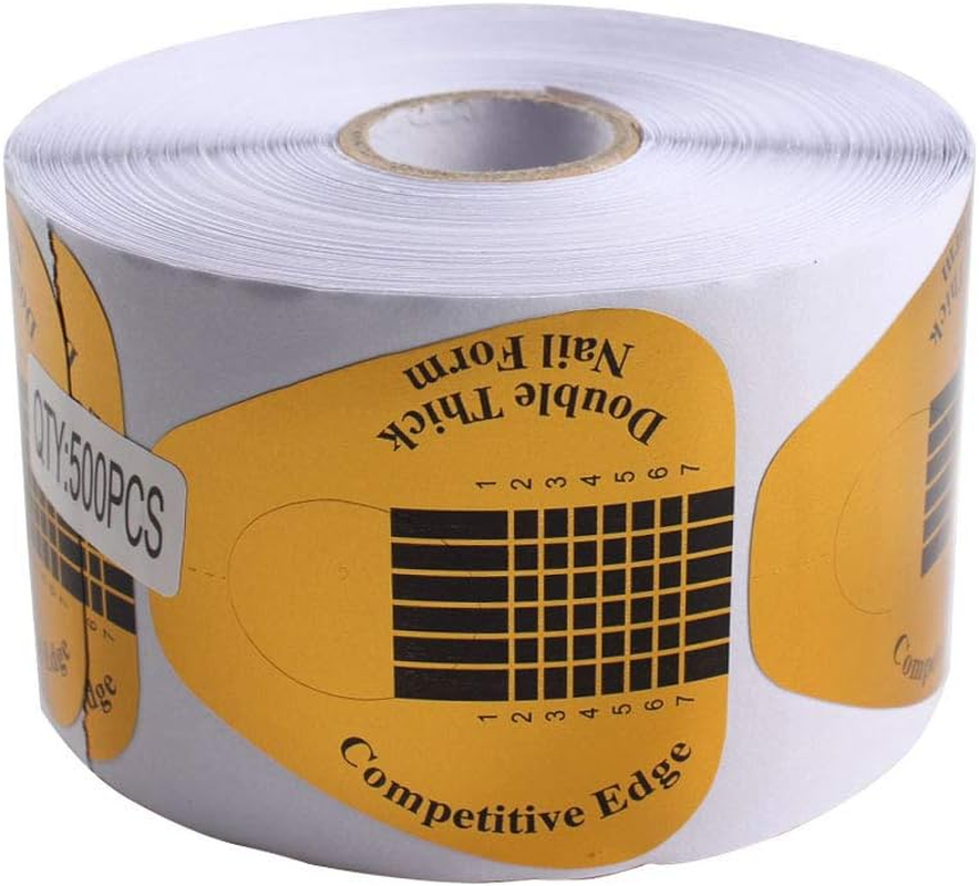 Beautyleader 500 Pieces Golden Color Nail Extension Form Horseshoe-Shaped Nail Art Acrylic Nail/Uv GEL Nail Extention Tips Form Guide Sticker image number 1