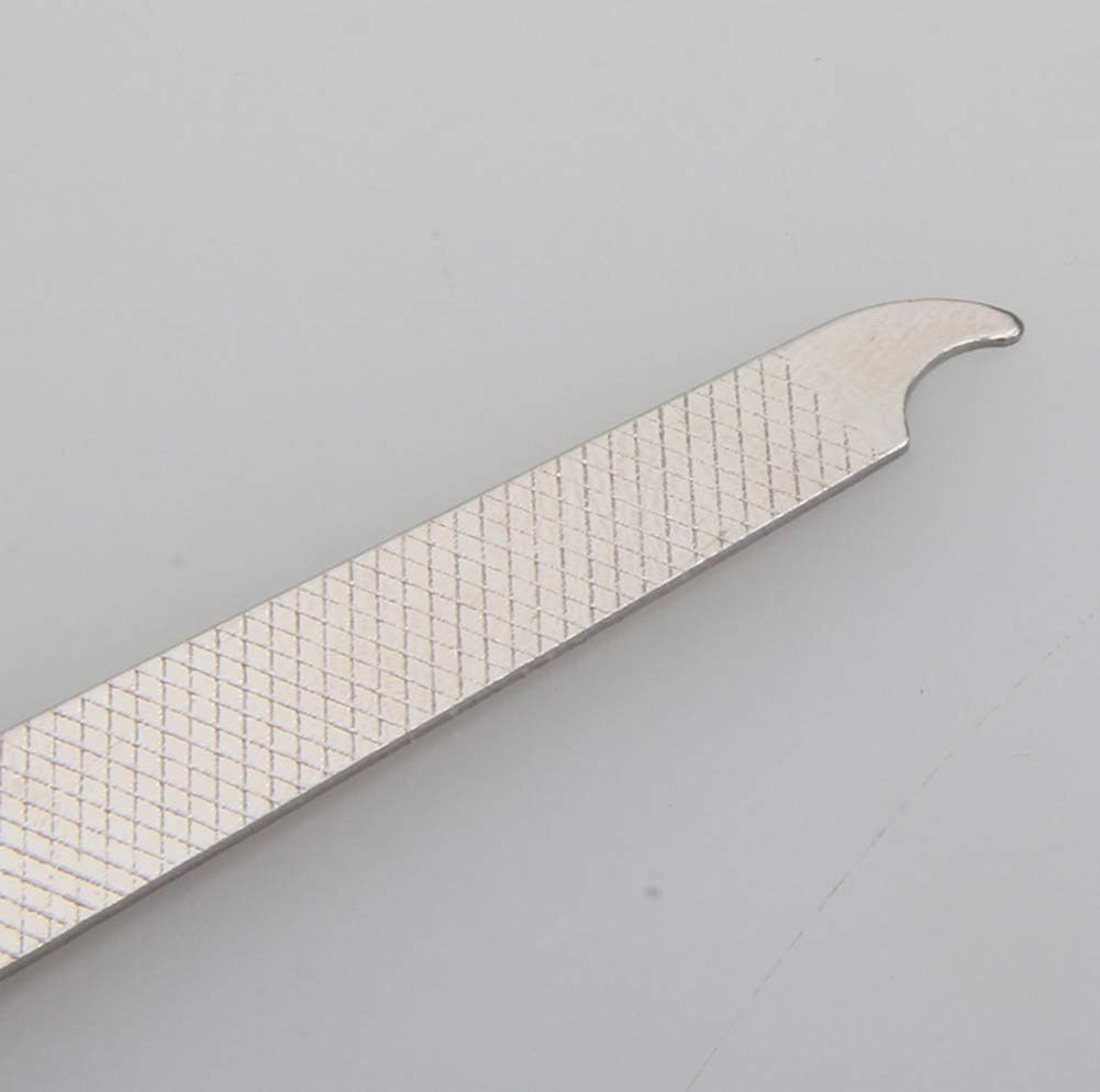 QUUPY 10PCS Silver Stainless Steel Double-Sided Nail File with Curved Tip Finger Slit Knife Polished Plate Finger Trim Manicure Tool for Hand and Foot Care in Nail Salon